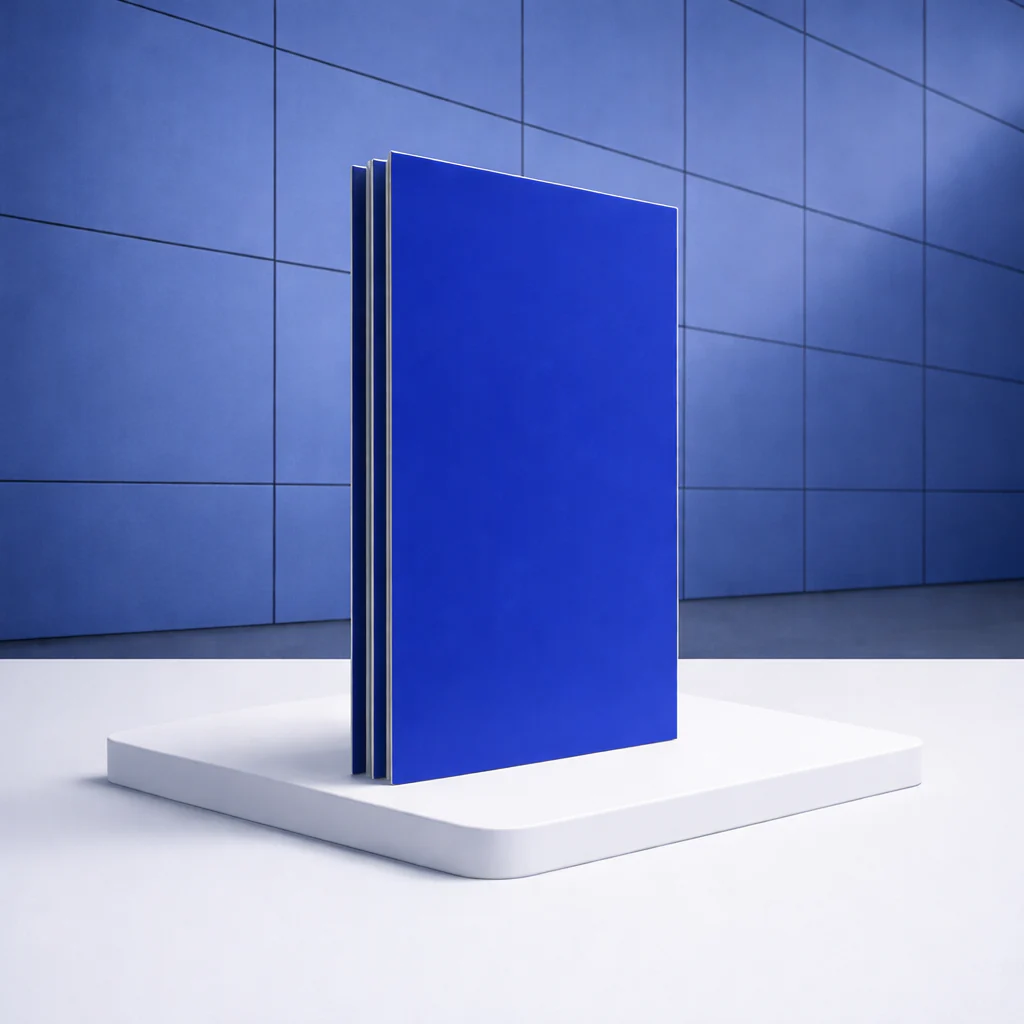Lámina Alucobond ACM 4Mm PVDF 1.22X2.44M (4X8pies) Panel Revestimiento Exterior De Alta Calidad Color Azul Telecom B038