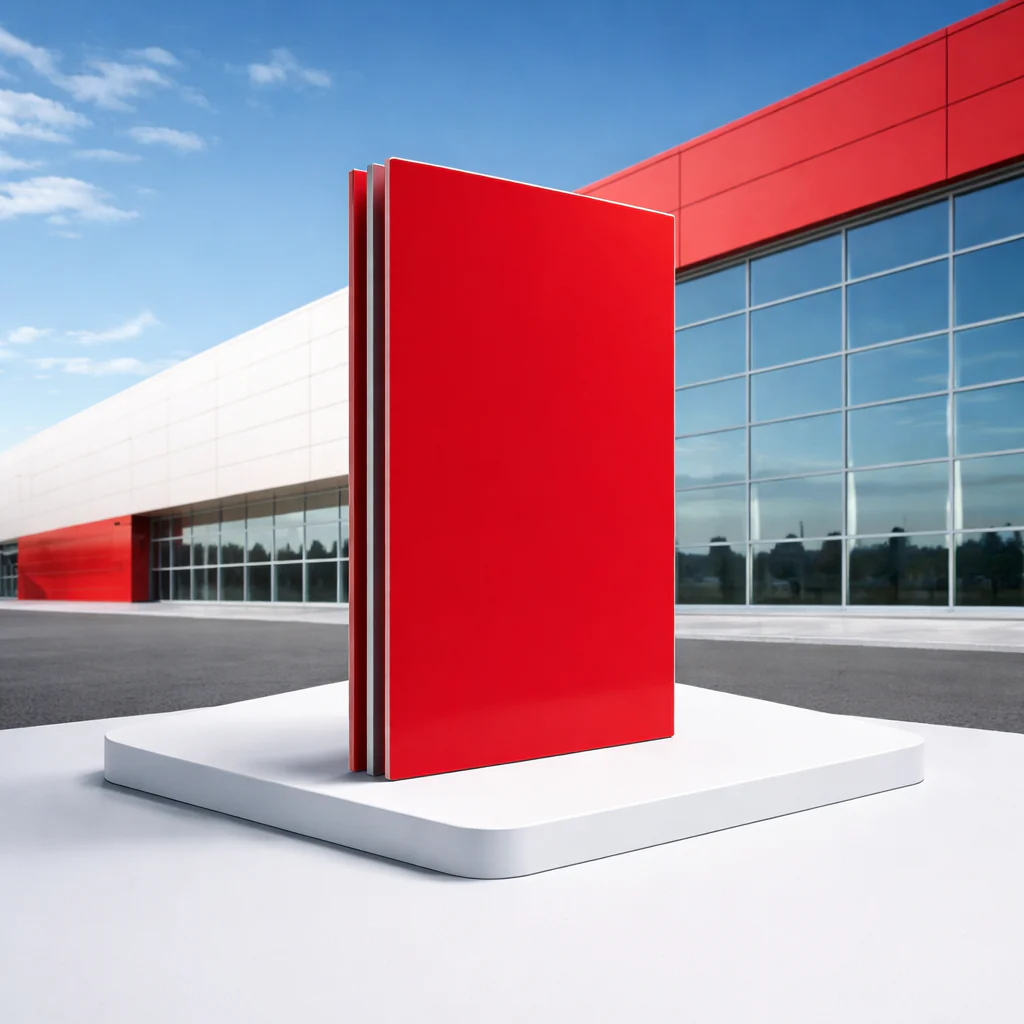 Lámina Alucobond ACM 4Mm PVDF 1.22X2.44M (4X8pies) Panel Revestimiento Exterior De Alta Calidad Color Rojo B037