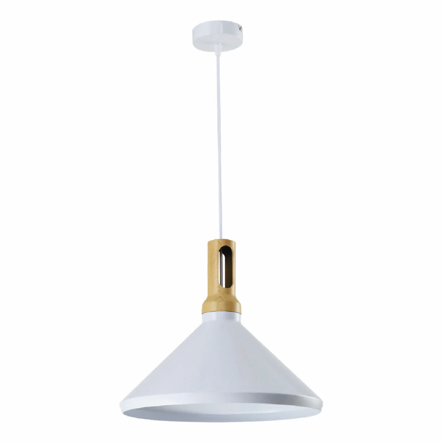 Lámpara Colgante Blanca Estilo Nórdico 1XE27 Estilo Moderno, Metal Y Madera 350X100x1200mm Iluminación Ideal Para Comedor, Cocina Y Salas De Estar. Lámpara Colgante De Techo Estilo Minimalista. - Image 2