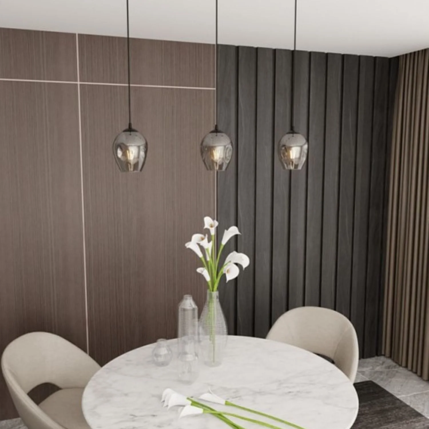 Lámpara Colgante Moderna De Cristal Soplado Negra 1XE27 160X1200mm 110-240V Ideal Para Comedores, Cocinas, Loft. Lámpara Colgante Pantalla.
