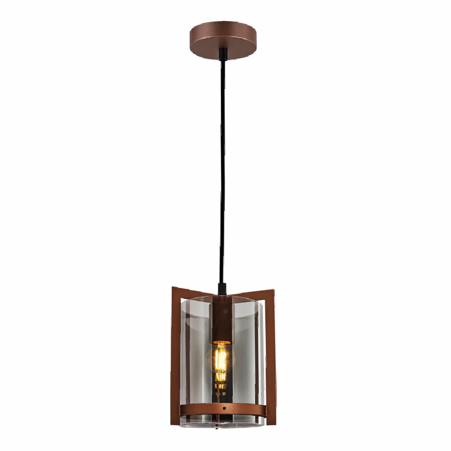 Lámpara Colgante Moderna De Vidrio Café Ahumado 1XE27 170X1000mm Ideal Para Comedores, Cocina Y Salas De Estar. Diseño Estilizado Y Moderno. Lámpara Colgante Estilo Industrial. - Image 2