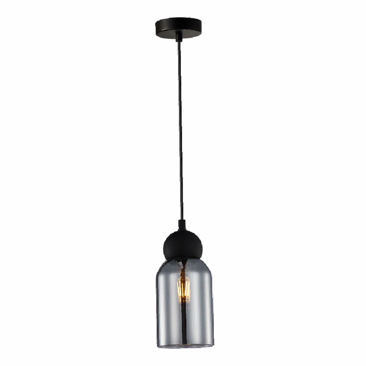 Lámpara Colgante Moderna De Vidrio Negro Ahumado 1XE27 100X1200mm Ideal Para Comedores, Cocina Y Salas De Estar. Diseño Estilizado Y Moderno. Lámpara Colgante Estilo Industrial. - Image 2