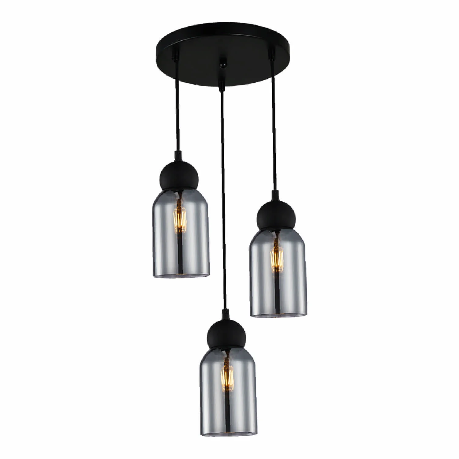 Lámpara Colgante Moderna De Vidrio Negro Ahumado 3XE27 300X1200mm Ideal Para Comedores, Cocina Y Salas De Estar. Diseño Estilizado Y Moderno. Lámpara Colgante Estilo Industrial. - Image 2