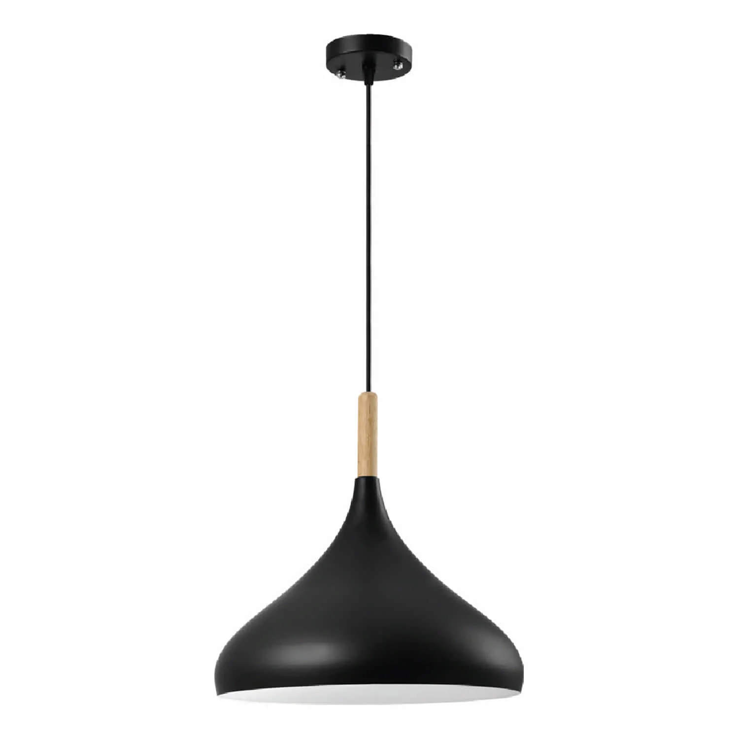 Lámpara Colgante Negra Y Madera 1XE27 185X100x1200mm Diseño Moderno Y Versátil