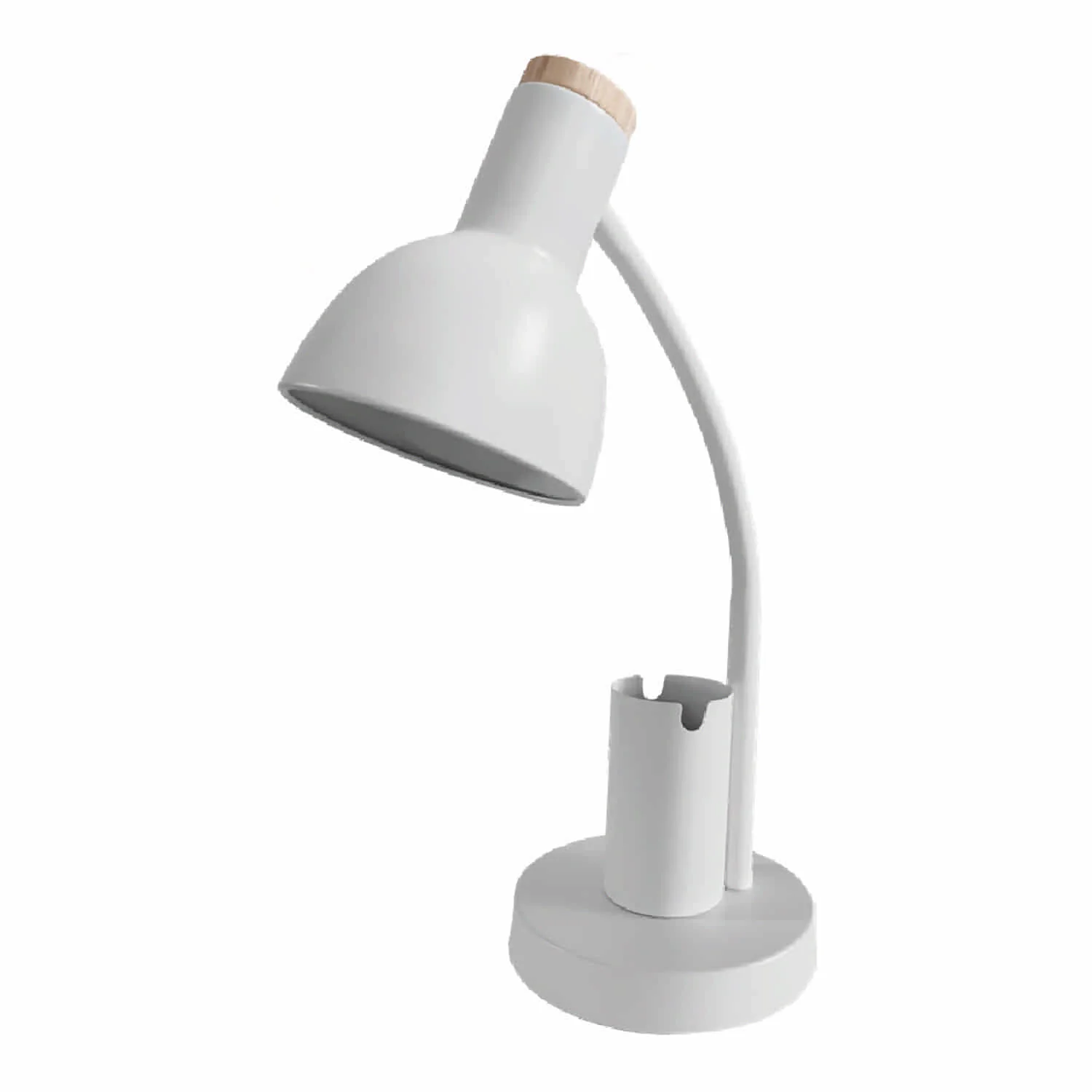 Lámpara De Escritorio Blanca Para Lectura 1XE27 150X120x400mm Estilo Minimalista E Industrial En Metal Y Madera. Brazo Ajustable. Lámpara De Mesa. - Image 2