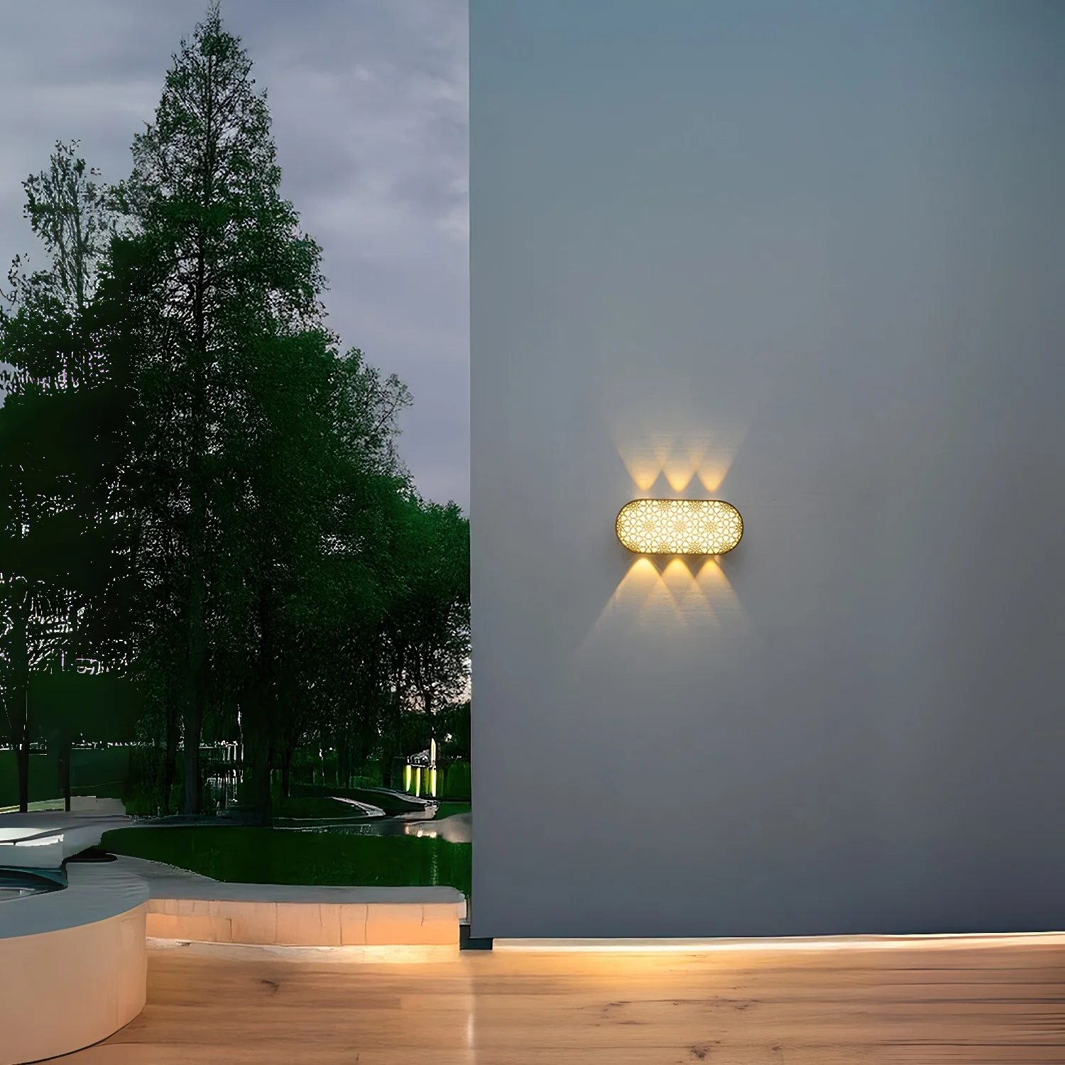 Lámpara De Pared De Exterior Dorada LED 12W, Luz Cálida De 3000K Y 1050 Lúmenes. - Image 3