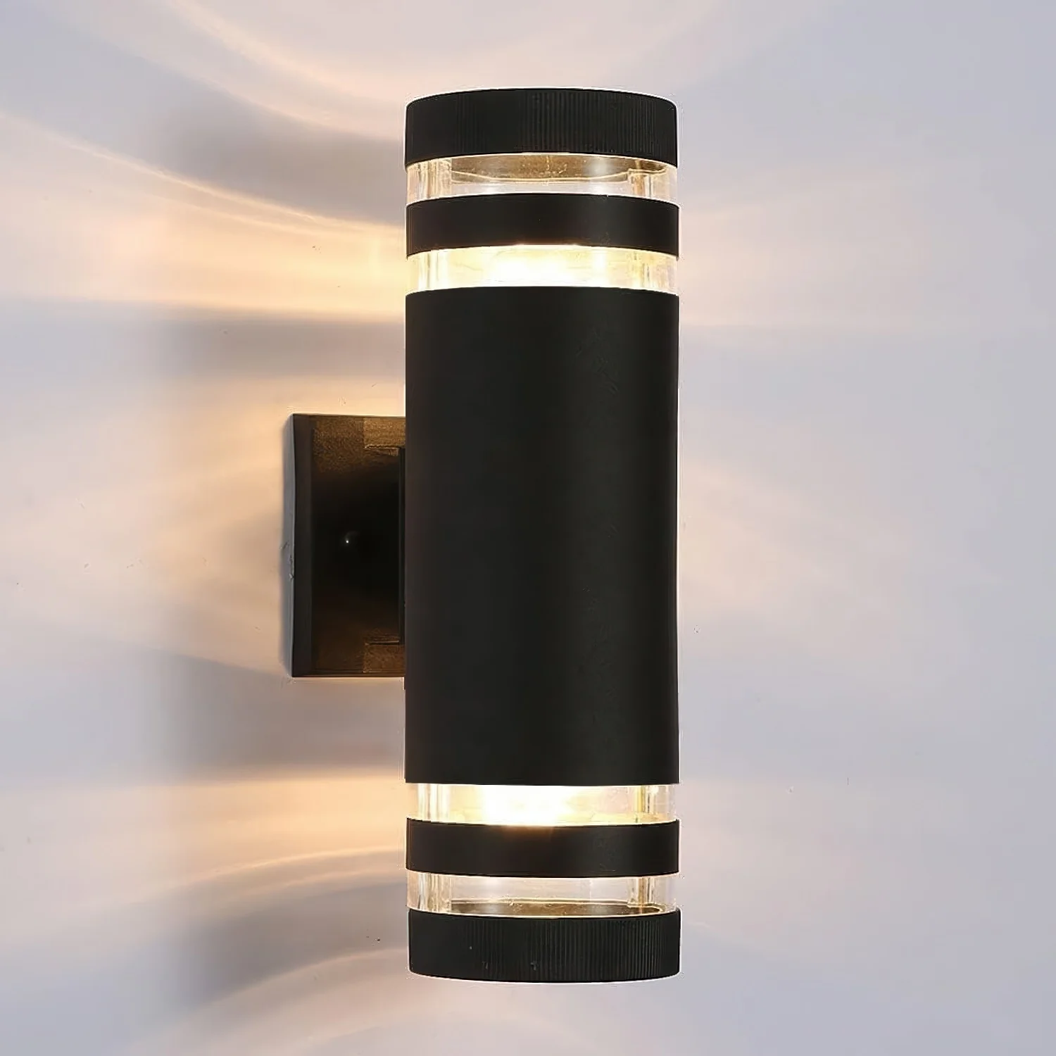 Lámpara De Pared Exterior LED Negra De 10W Con Luz Cálida De 3000K Y 900 Lúmenes.