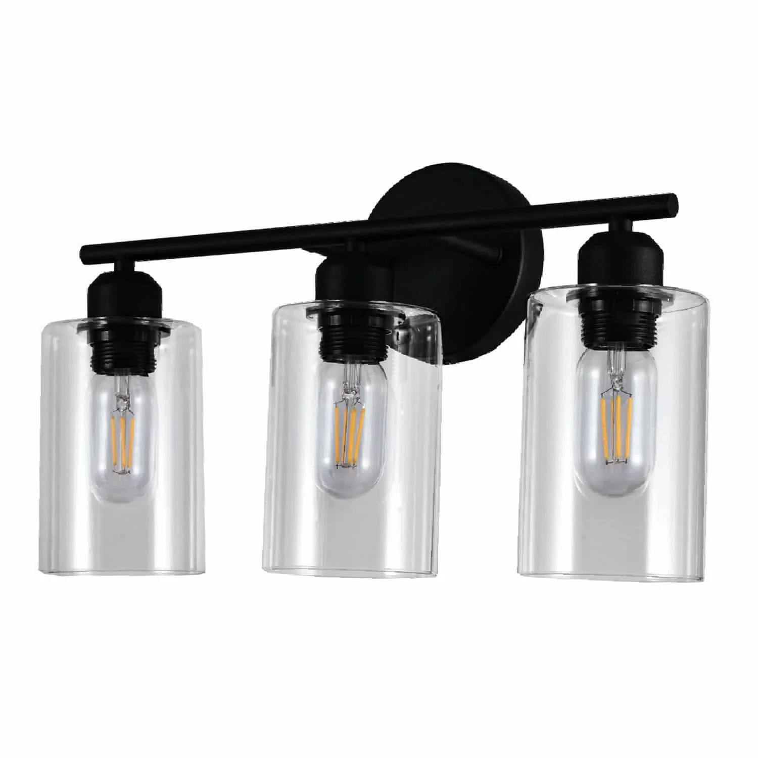 Lámpara De Pared Tocador De Baño Negra 3XE27 Iluminación Sofisticada Y Versátil 440X170x280mm Pantalla De Vidrio. Ideal Para Baños, Tocador, Dormitorio Y Sala. Lámpara Vanity Para Tocador. - Image 2