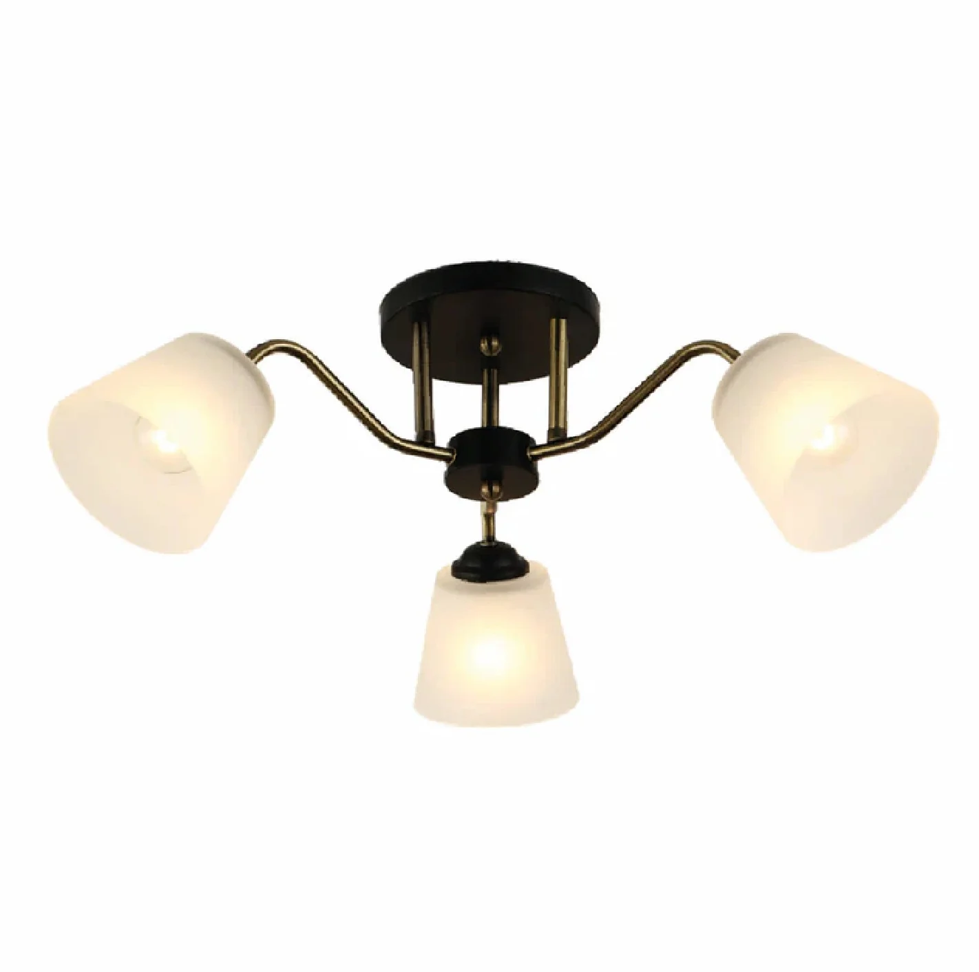 Lámpara De Techo Negra 3XE27 Metal Y Vidrio 580X230mm Versátil Moderna. - Image 2