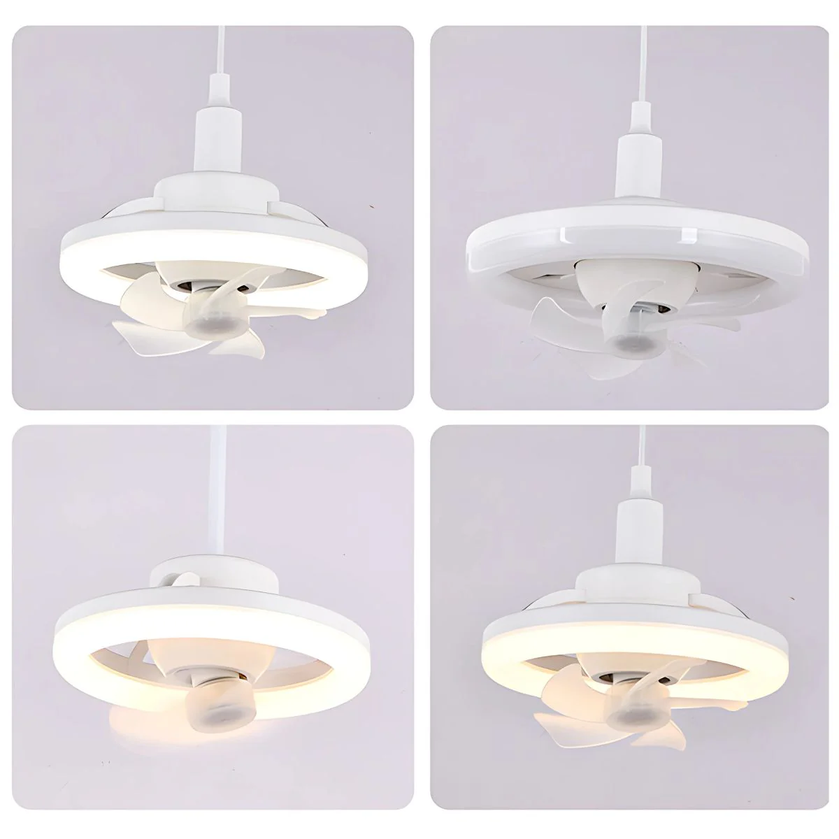 Lámpara De Techo Abanico Socket Ventilador 360° Giratoria. Luz LED Regulable. Abanico Silencioso. Socket E27. A Control Remoto. 110V. - Image 4