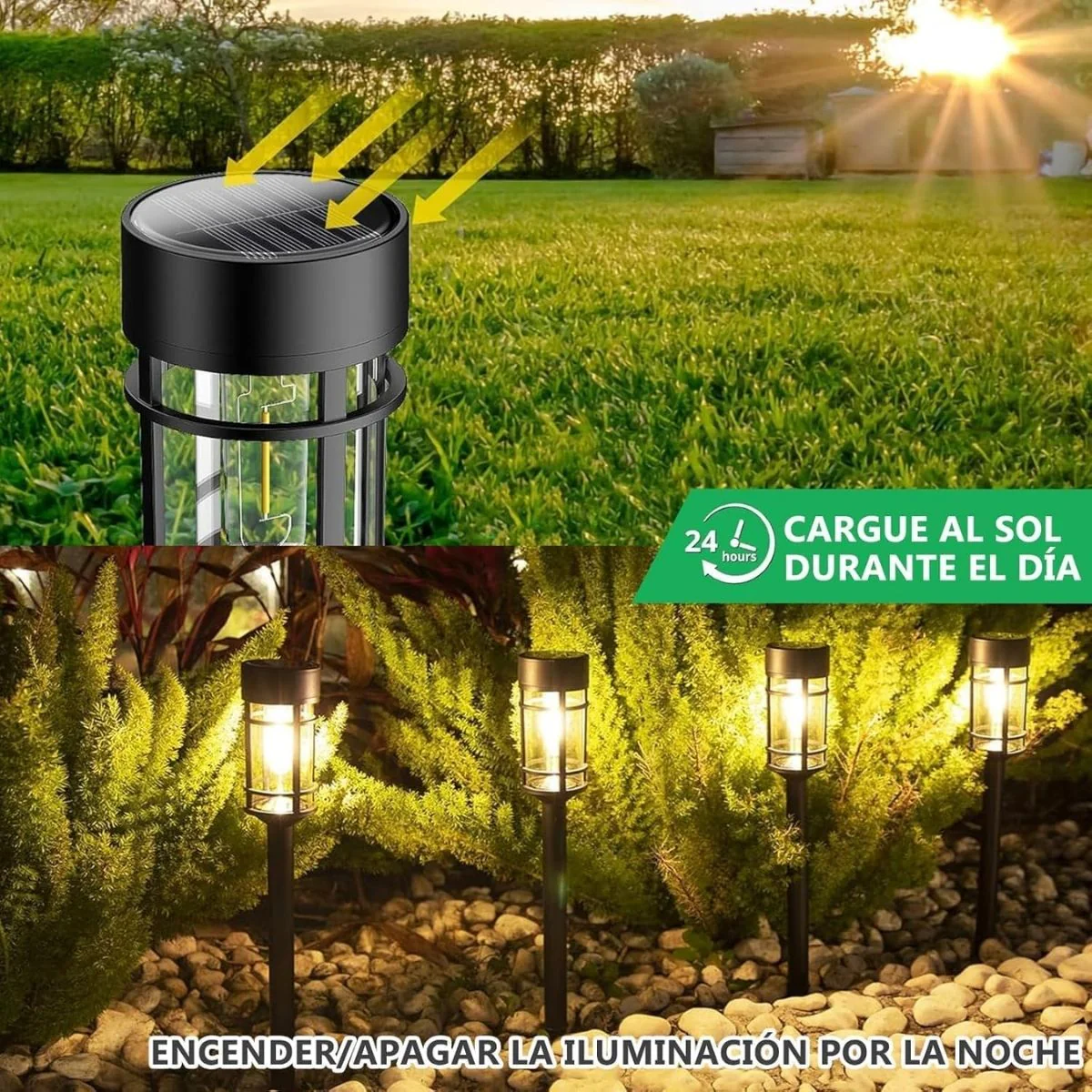 Lámpara Estaca Solar LED Para Jardín. Reflector Exterior Con Panel Solar Integrado. 54.6 Cm Alto. Batería Recargable De 900 Mah. - Image 4