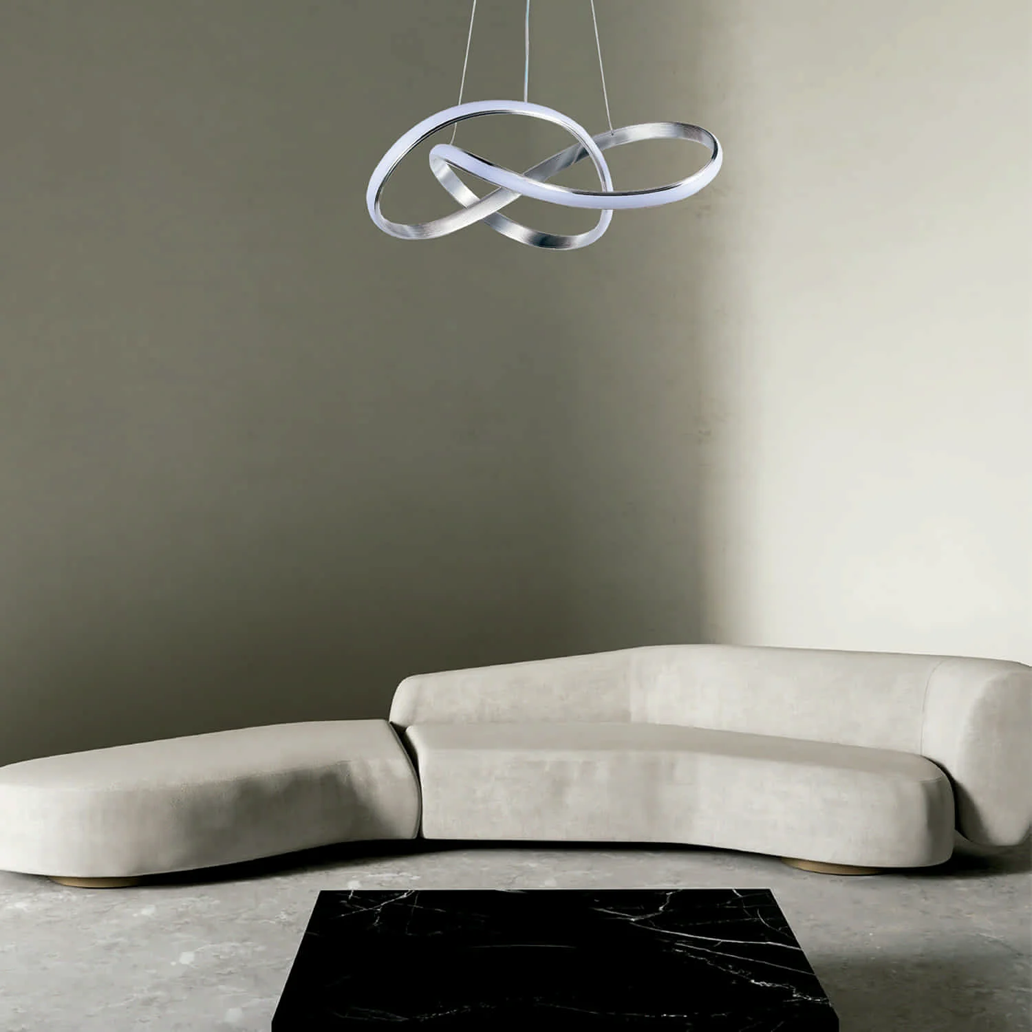 Lámpara LED Colgante Cromo 48W 1980 Lumens CCT Tonos Cálido Neutro Y Frío 500X160x1000mm Ideal Para Comedor Y Salón. Elegante Y Funcional. Lámpara Colgante Infinito.