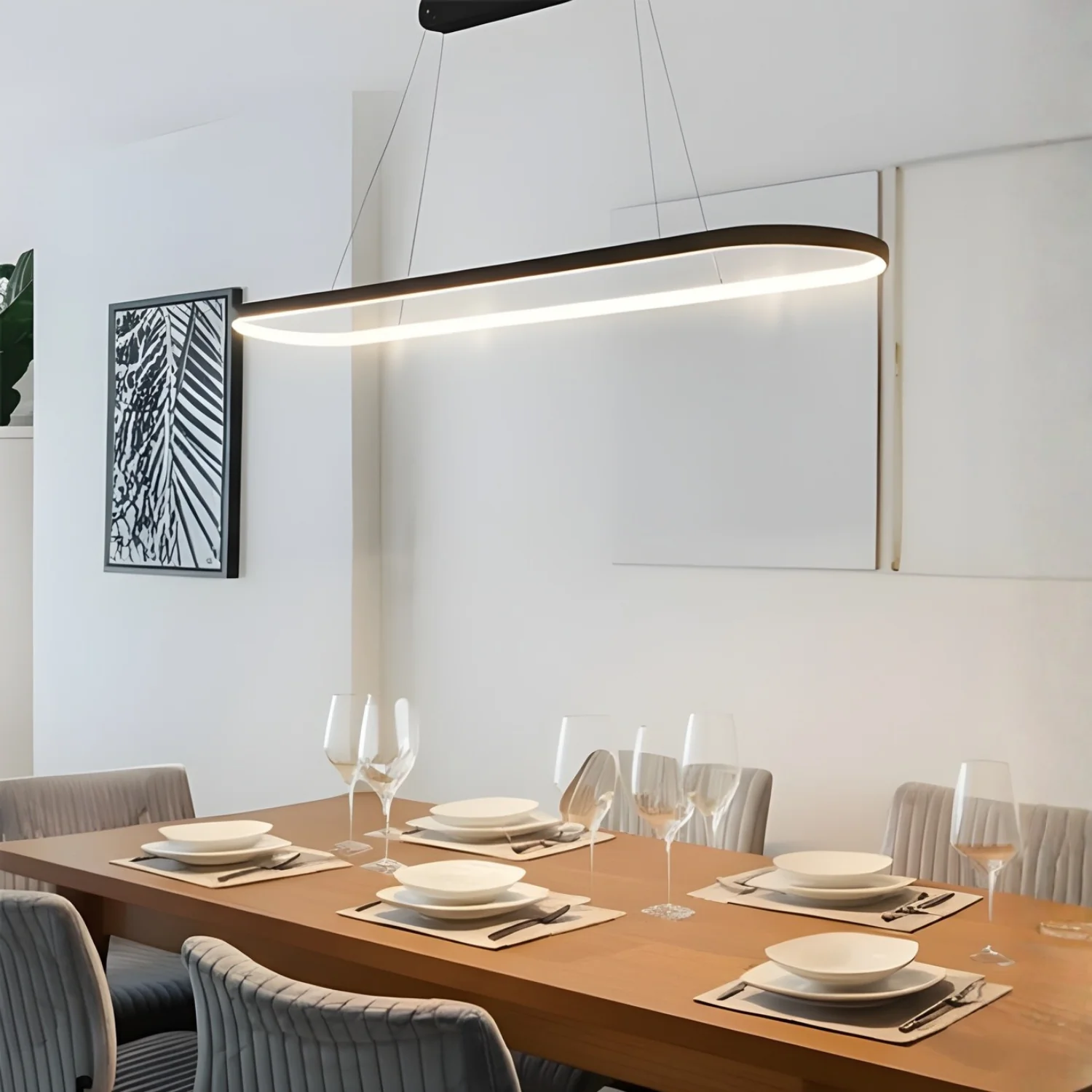 Lámpara Colgante LED 36W 3200LM 3000K Con Diseño Moderno Minimalista Ideal Comedor Y Sala.90 Cm. Color Negro - Image 4