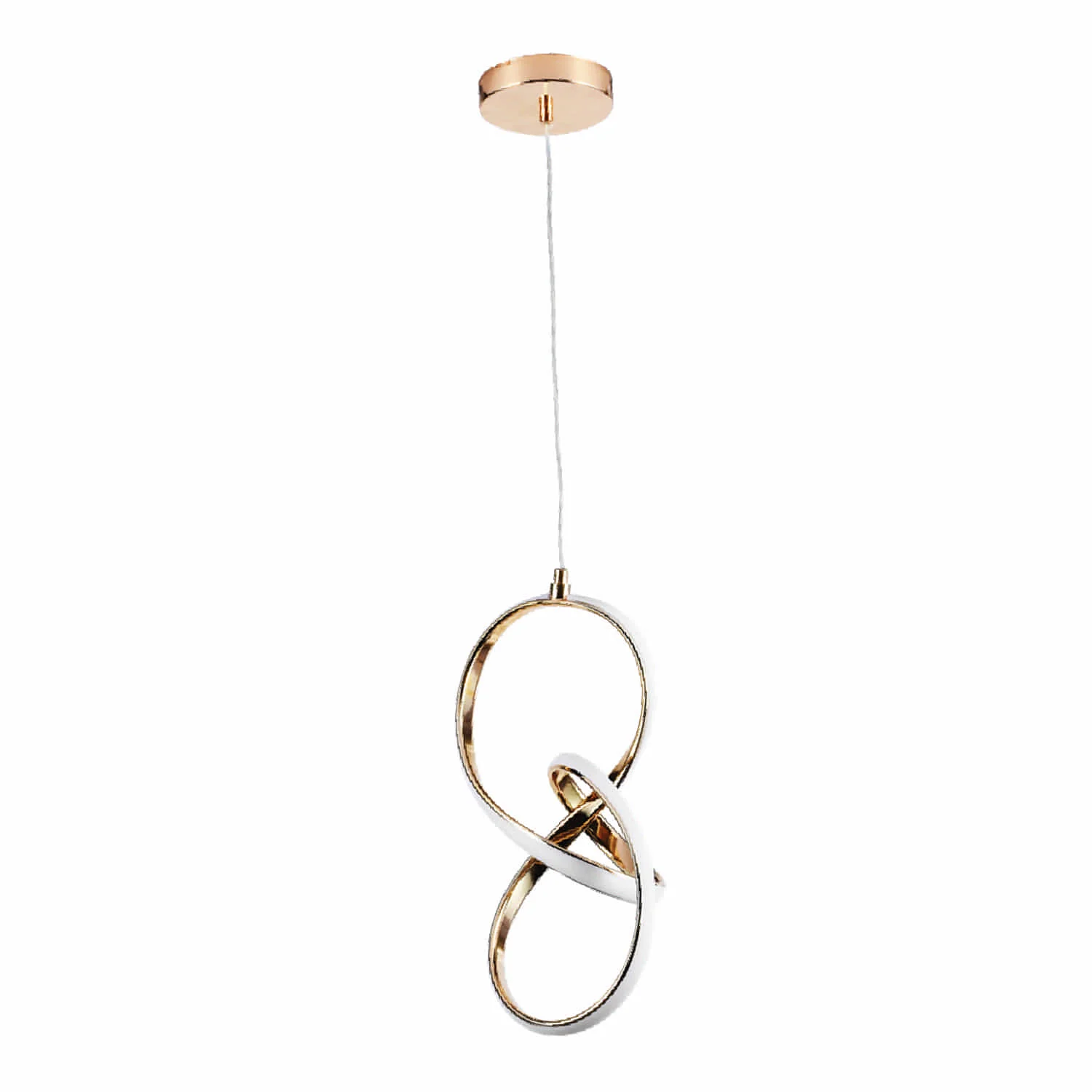 Lámpara LED Colgante Dorada Estilo Lazo Abstracto 26W 1200 Lumens CCT Tonos Cálido Neutro Y Frío 165X150x360mm Ideal Para Comedor Sala O Entrada. Elegante Y Funcional. Lámpara Colgante Infinito. - Image 2