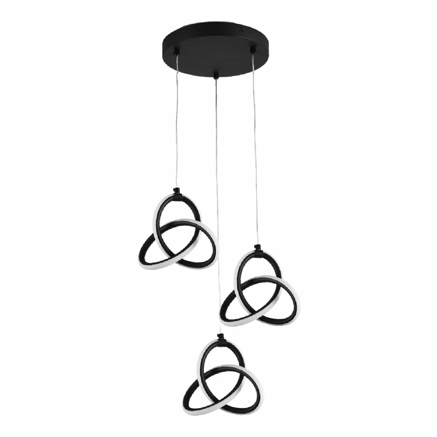 Lámpara LED Colgante Minimalista De 3 Piezas Negra 30W 2500Lm 3000K 250X1200mm Luz Cálida Elegancia Y Funcionalidad Para Comedores Y Salas De Estar. Lámpara LED Colgante Estilo Anillo. - Image 2