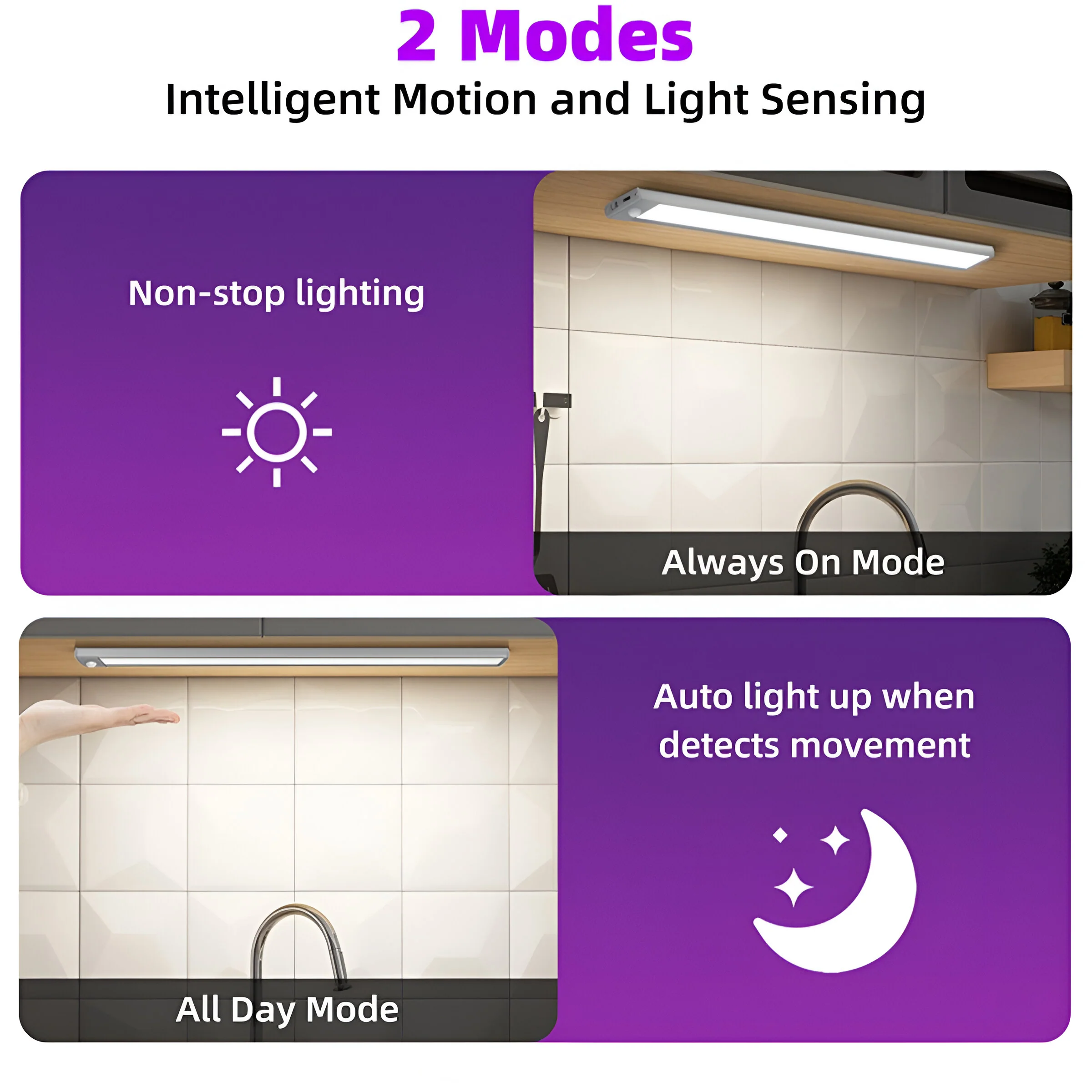Lámpara LED Con Sensor De Movimiento. Luz Inalámbrica Carga Rápida USB C Y 2 Modos. 23.3*4.3*1.2Cm - Image 5