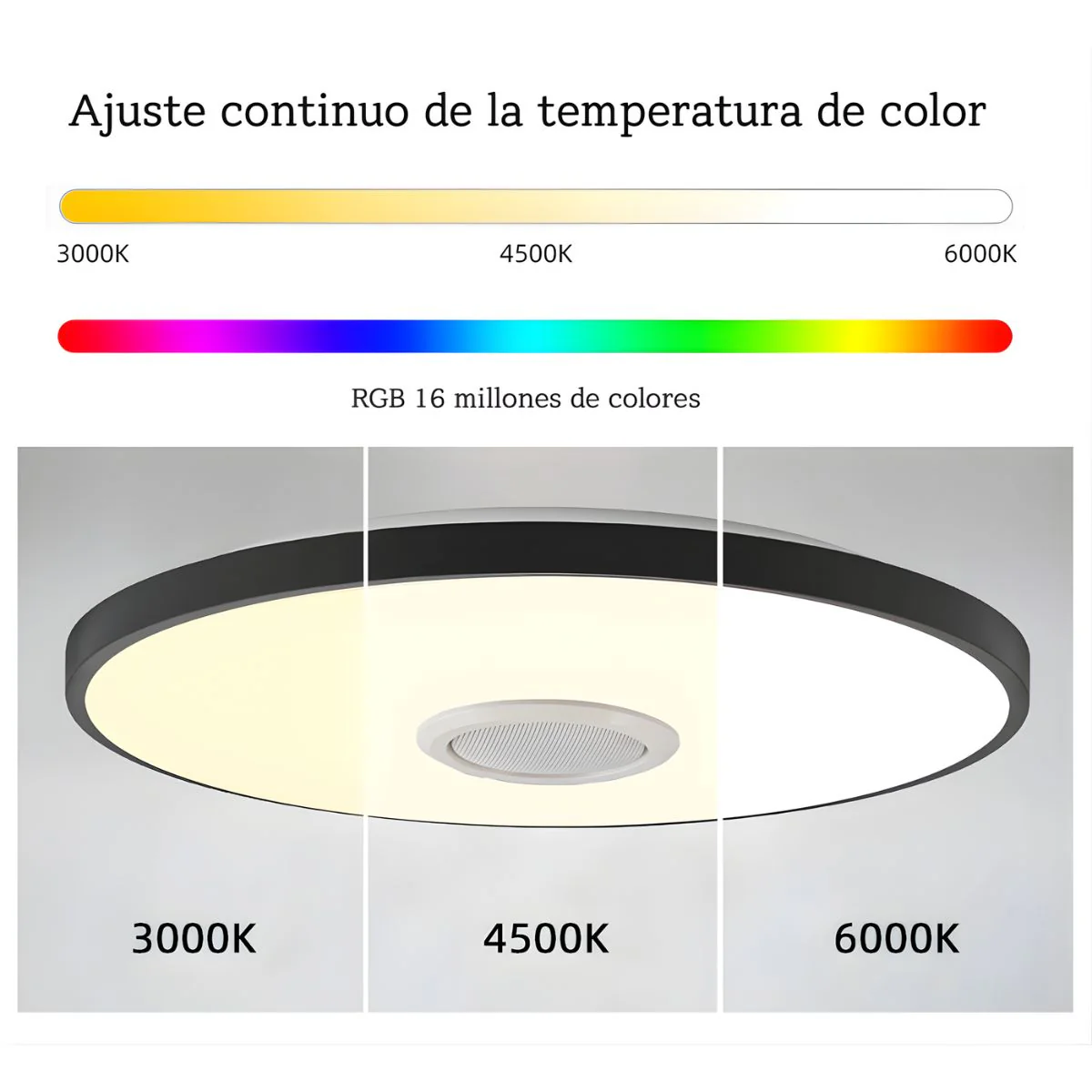 Lámpara LED De Techo Inteligente Bocina +RGB + Blanco Cálido Y Frío. Luz Regulable Con Wifi, App Tuya Y Control Remoto. 30Cm 36W - Image 3