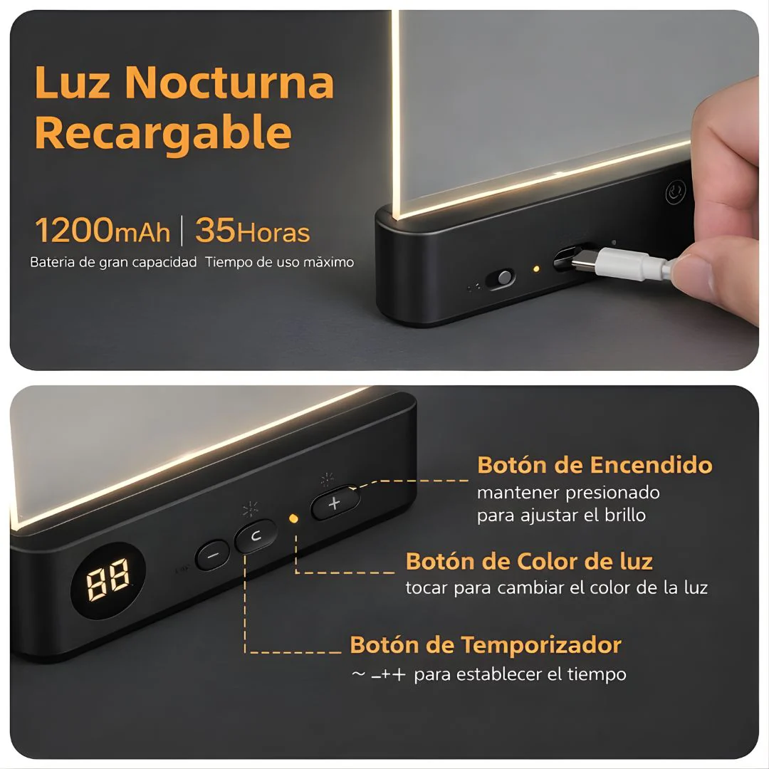 Lámpara LED Para Leer Recargable. Luz Nocturna Ideal Para Lectura Con Temporizador Y 3 Tonos De Luz. Batería 1200Mah. - Image 2