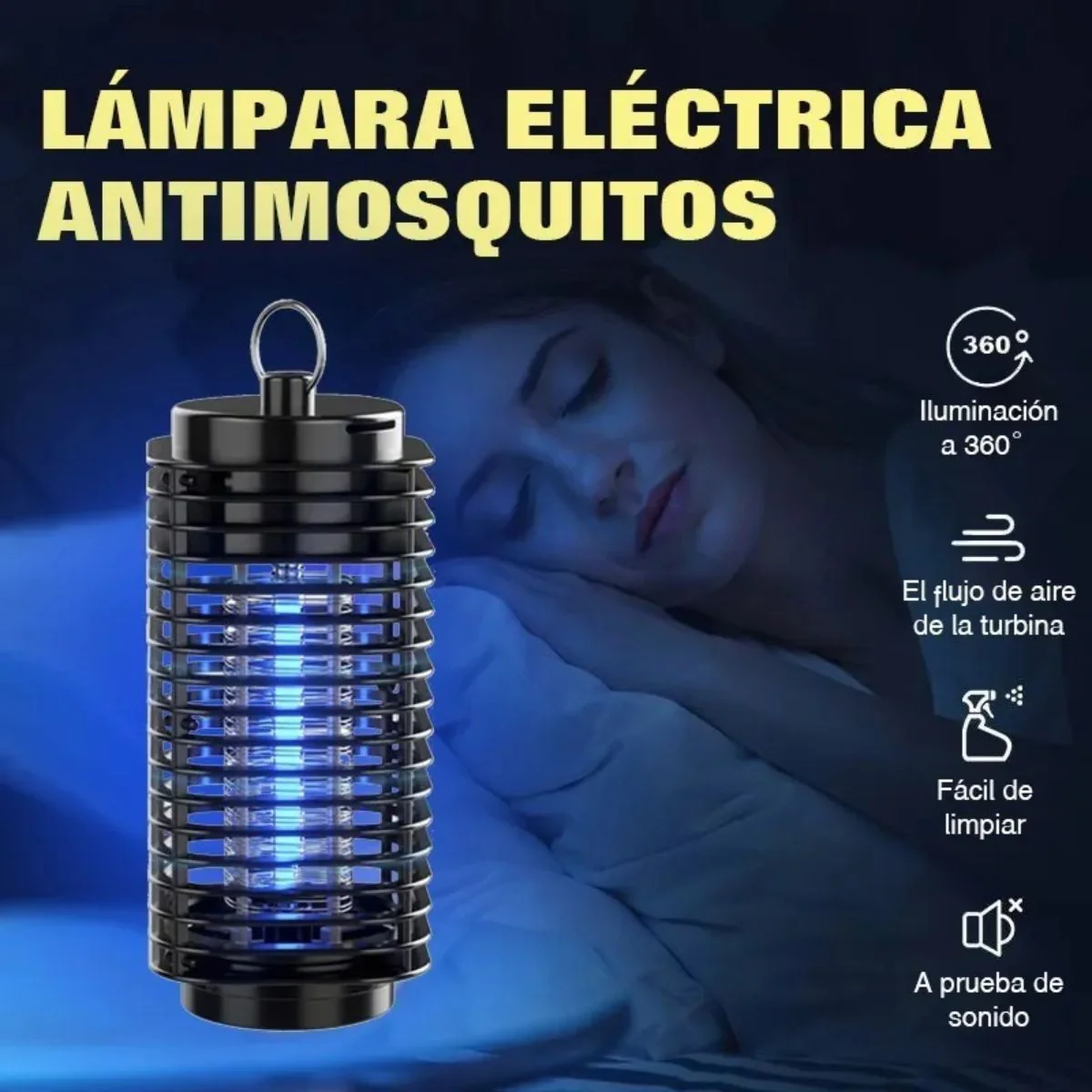 Lámpara Mata Insectos. Trampa Para Mosquitos Eléctrica 110V. Luz UV 360° Para Interiores Y Exteriores. - Image 3
