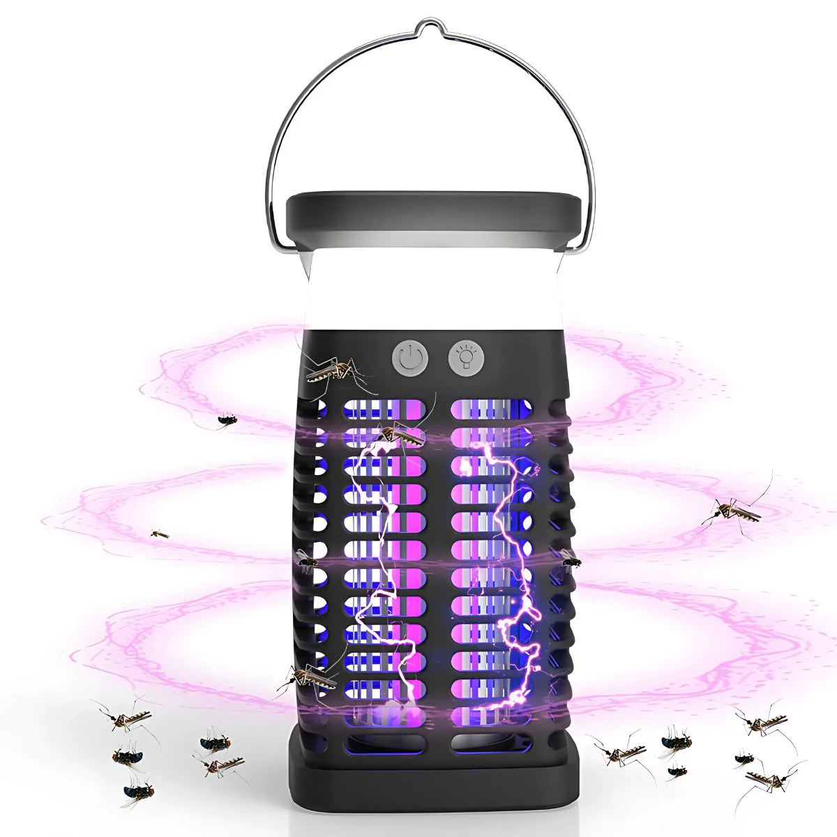 Lámpara Mata Insectos. Trampa Para Mosquitos Eléctrica Portátil Con Panel Solar 4200V. Luz UV Inalámbrica.