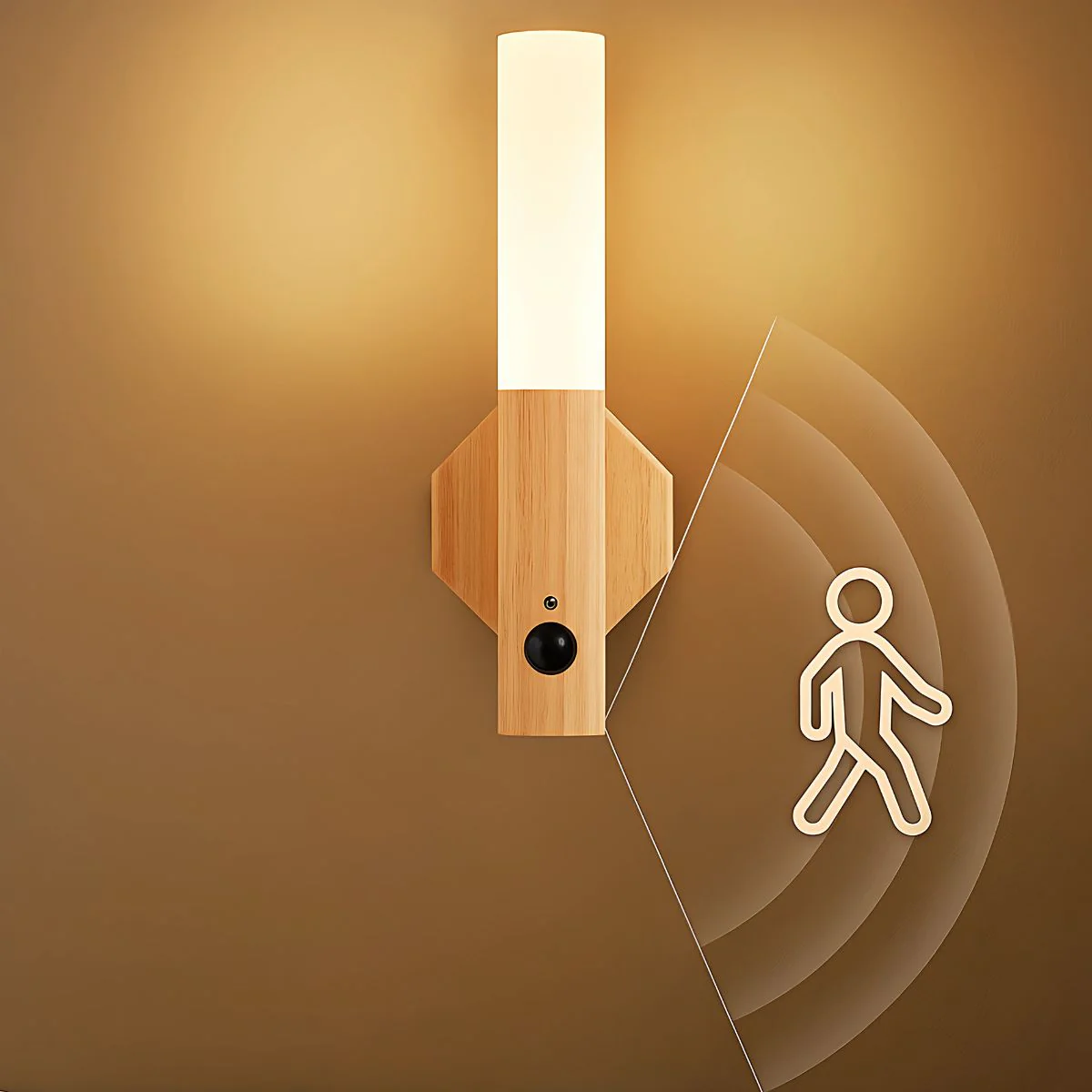 Lámpara Nocturna Inteligente Recargable Con Sensor De Movimiento. Luz LED Cálida 5V Inalámbrica. Alcance De 3 A 5 M.