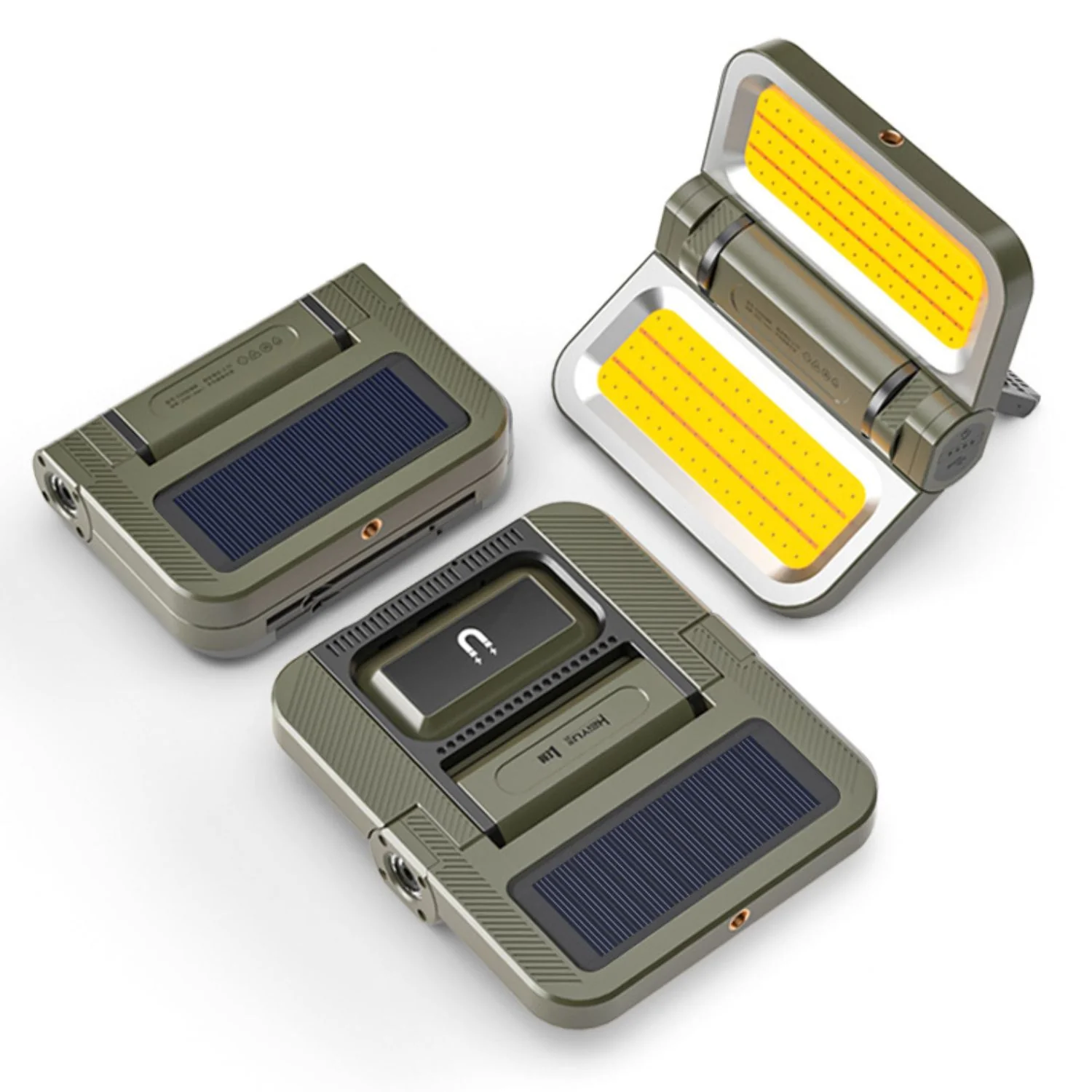 Lámpara Portátil Solar Plegable 2400Lm 5000Mah. Color Verde Militar. Recargable Por USB-C (141×100×30Mm). Luz De Emergencia. - Image 3