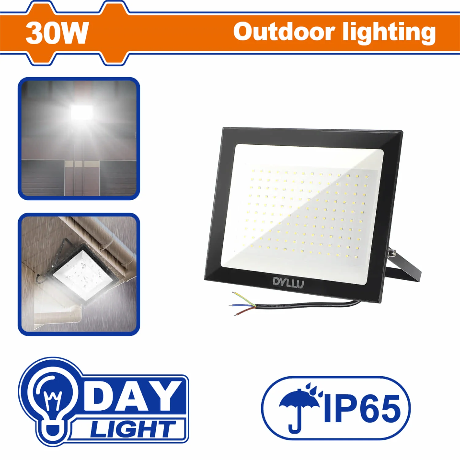 Lampara Reflectora LED 30W 6500K 110-240V ~ 50 / 60Hz. Luz Diurna. IP65. Sin Enchufe. Luz De Inundación.