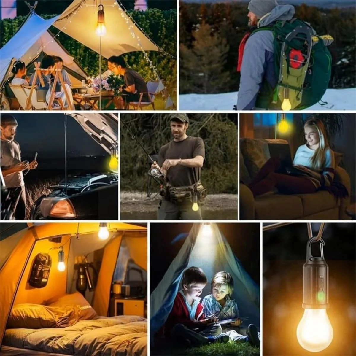 Lámpara Solar De Camping Portátil Recargable USBC. Foco Con Gancho Para Exteriores. Bombilla LED Regulable. Luz Calida Con Dimmer - Image 4