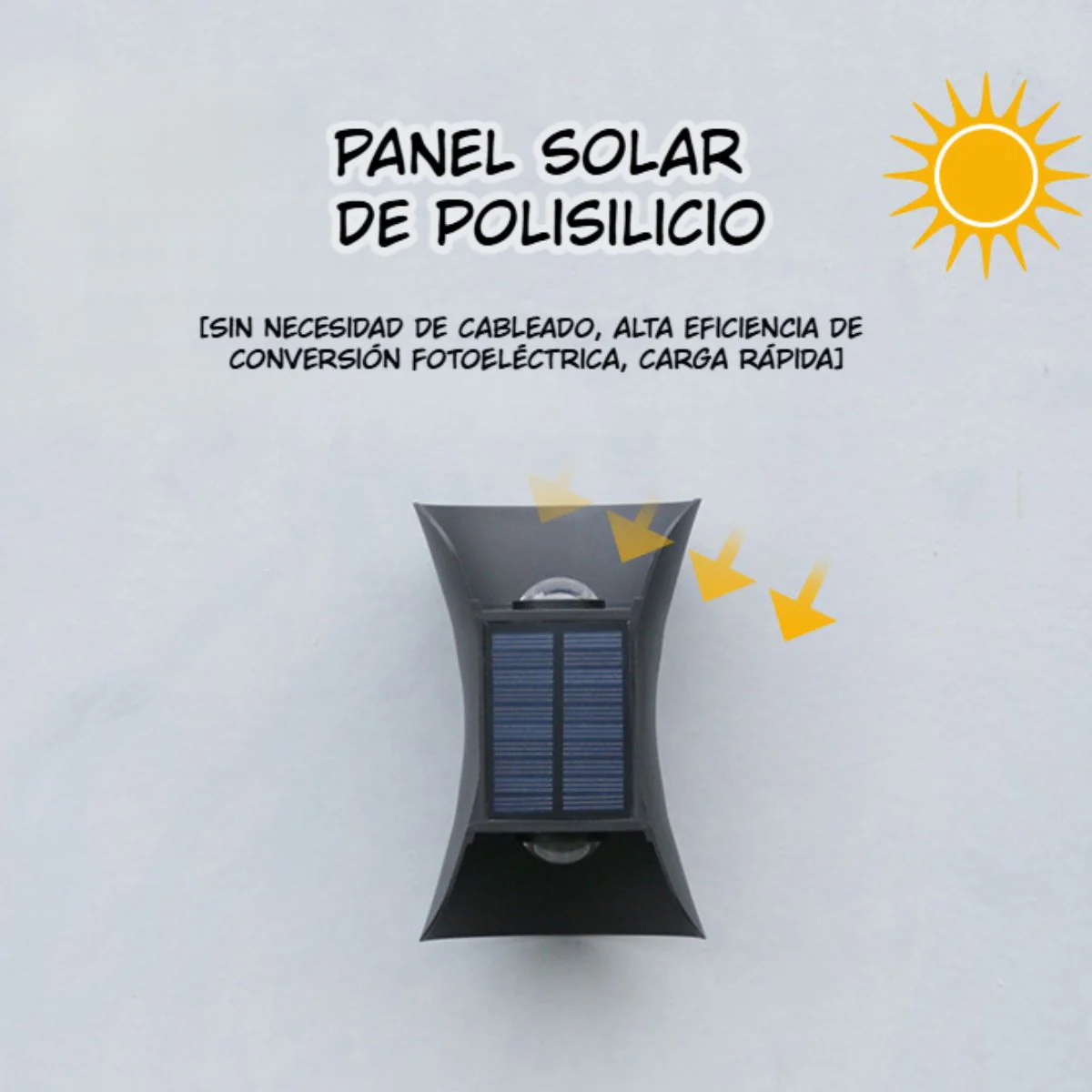 Lámpara Solar De Pared LED. Luz Blanca Y Cálida Decorativa Para Exterior. Foco Con Panel Solar. - Image 2