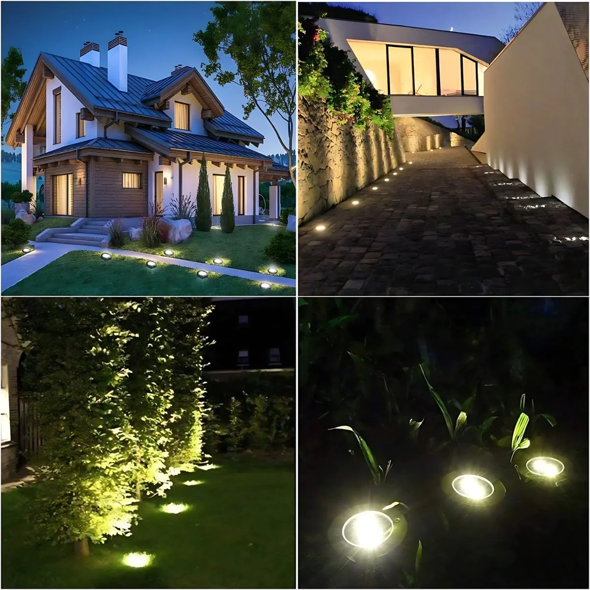Lampara Solar De Piso Para Exterior. Foco Con 8 LED. Luz Cálida (Set De 4 Unidades). - Image 5