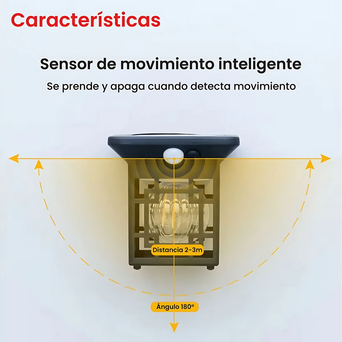 Lámpara Solar Decorativa Con Sensor De Movimiento 1200 Mah. Foco LED Con Panel Solar. Luz Cálida Para Jardín O Pared Exterior. - Image 2
