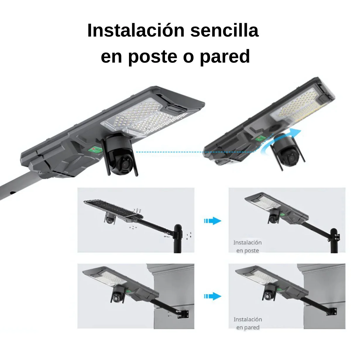 Lámpara Solar LED 300W De Exterior Con Cámara Wifi De Seguridad IP65. Foco Con Panel Solar. Luz Blanca. - Image 5
