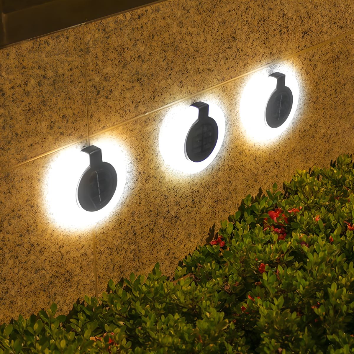 Lampara Solar LED Circular Para Jardín O Exteriores. Luz Blanca. Foco Con Panel Solar Para Piso O Caminos. (Pack De 4). - Image 4