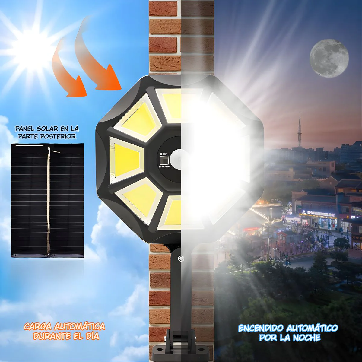 Lámpara Solar LED Con Sensor De Movimiento. Foco Con Panel Solar Y Control Remoto. Luz Impermeable Para Exterior. - Image 4