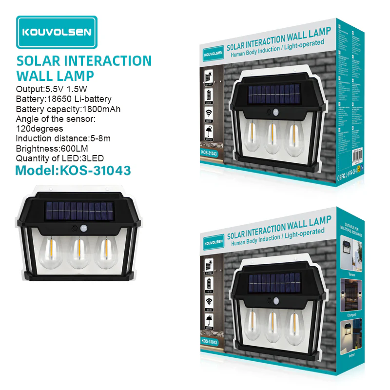 Lámpara Solar LED De Pared Con Sensor De Movimiento. Luz Exterior 28W C. 900 Lúmenes. 3 Niveles De Brillo. - Image 2