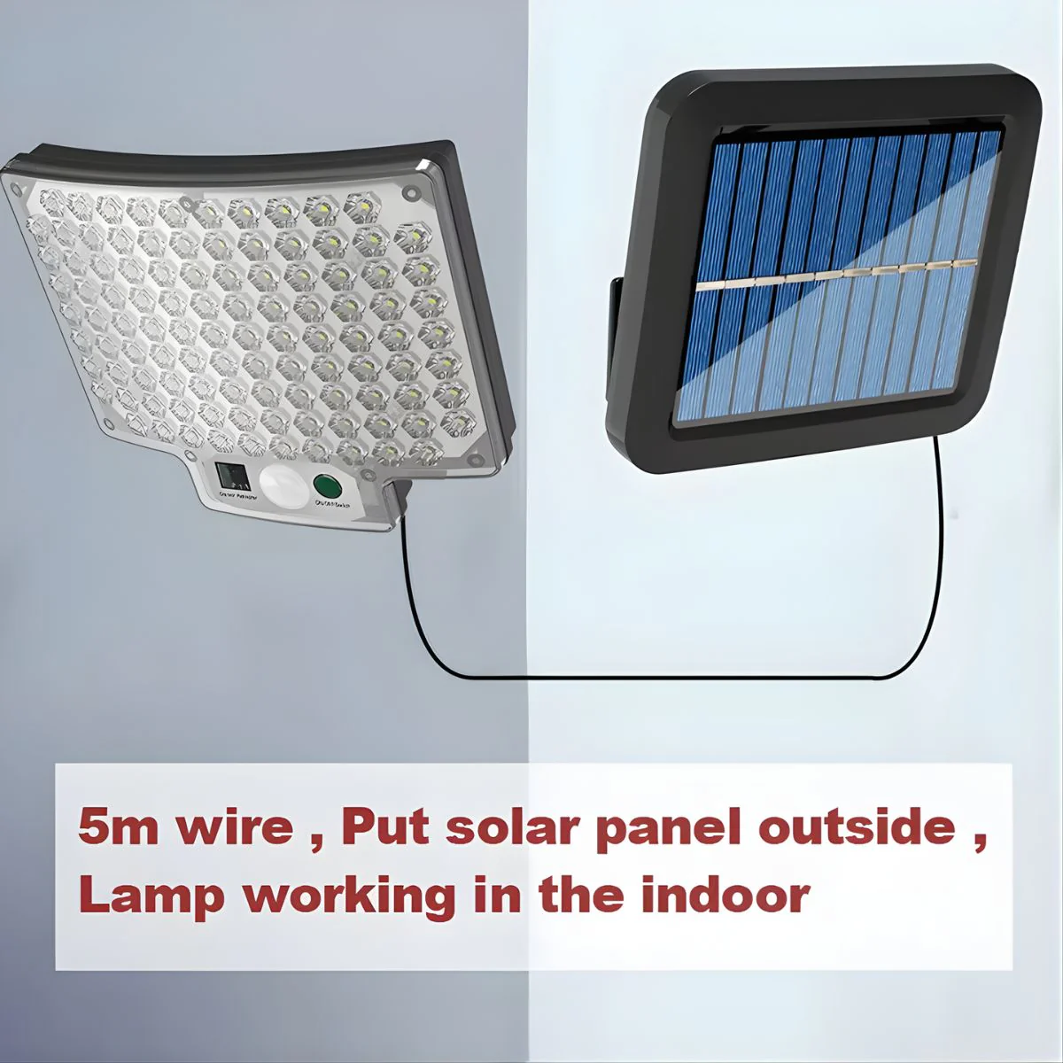Lámpara Solar LED De Pared Split Con Panel Solar Separado. Luz Exterior De 30W Con Sensor De Movimiento. 104 Leds. 3 Modos De Iluminación. - Image 3