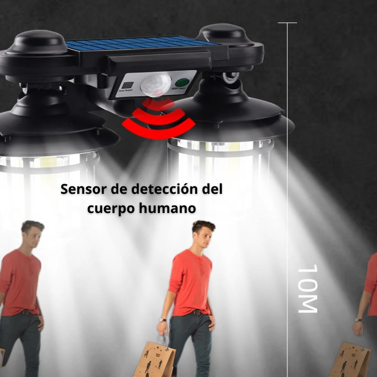 Lámpara Solar LED Doble Luz 192 COB Con Control Remoto, Sensor De Movimiento Y Protección IP65 Para Exteriores - Image 4