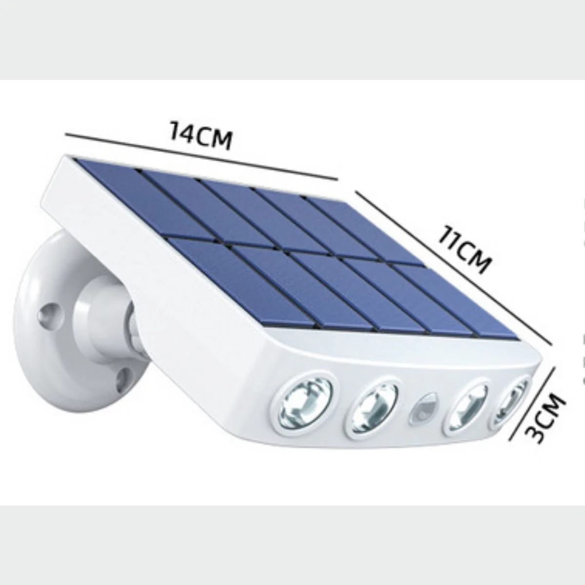 Lámpara Solar LED IP65 Cobertura 50M² 120º Con Sensor De Movimiento. Foco Con Panel Solar Para Exteriores. Luz Blanca. 5V. 300MA.1200 Mah. Color Blanco - Image 5
