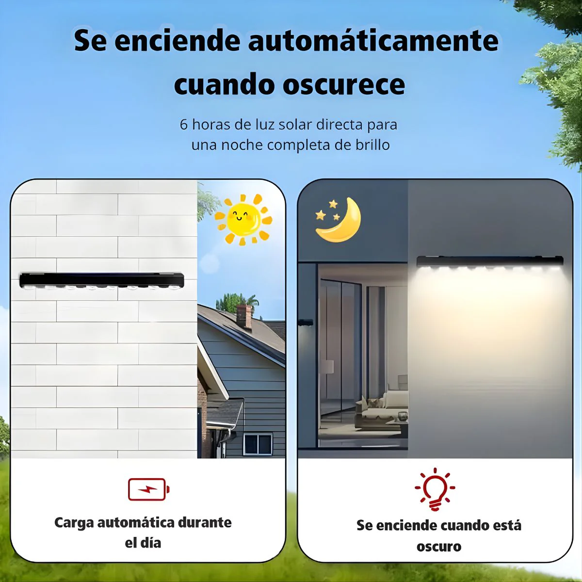 Lámpara Solar LED Lineal Con 8 Focos. Luz Cálida Impermeable Para Exterior. Iluminación Con Panel Solar. - Image 3