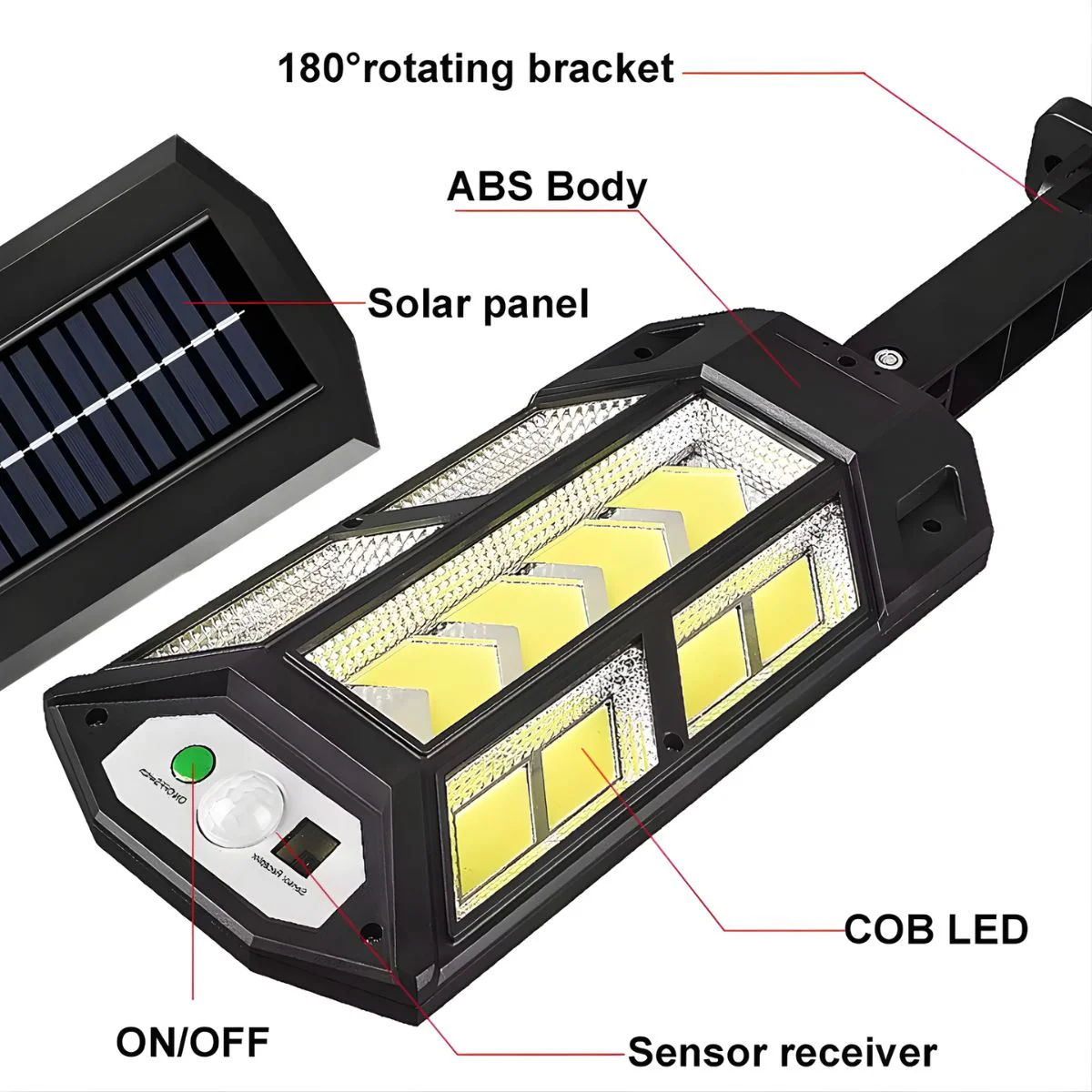Lámpara Solar LED Para Exterior Con Sensor De Movimiento. Foco De Pared Con Control Remoto Y Panel Solar IP67. Luz Cálida Y Fría. - Image 5