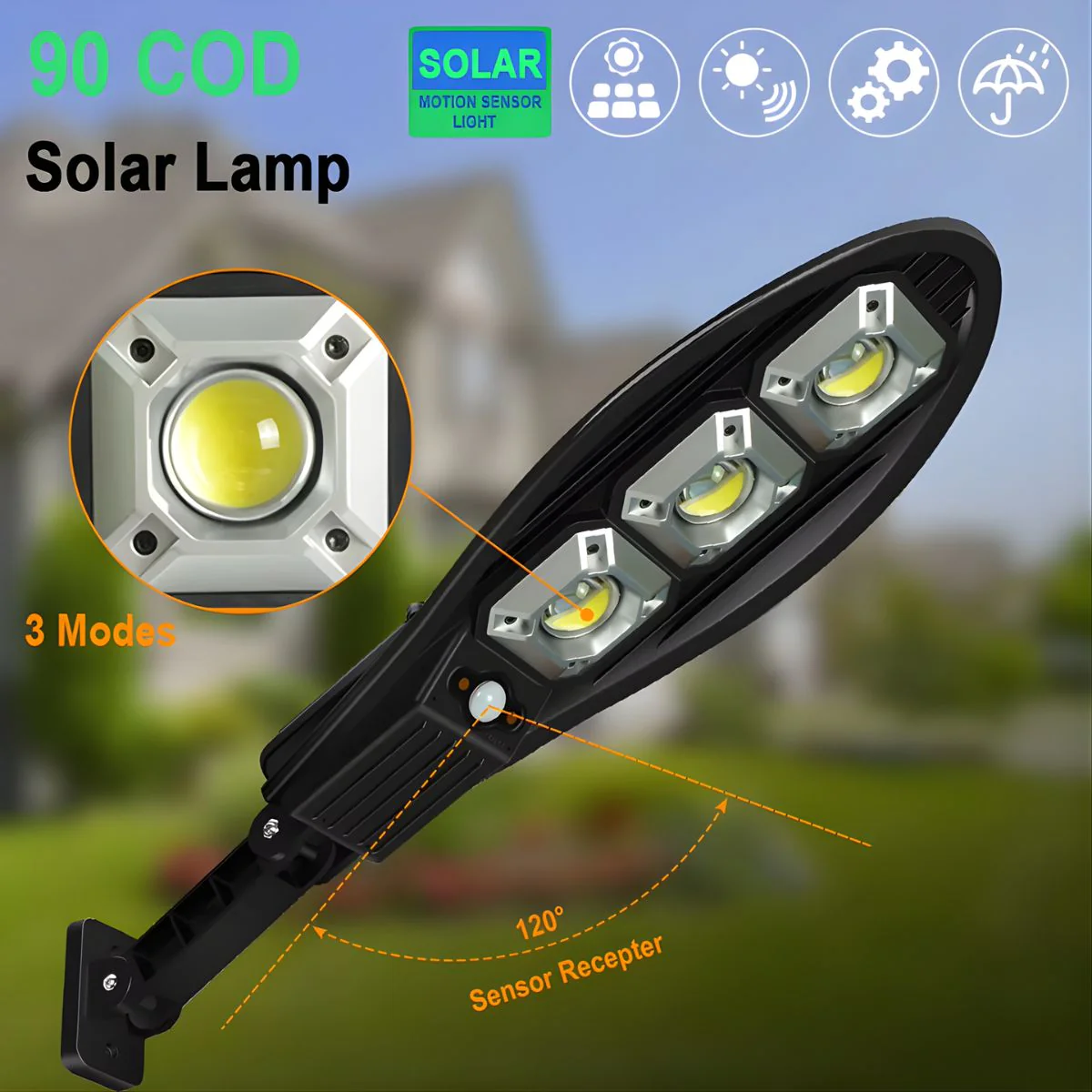 Lámpara Solar LED Para Exterior Con Sensor De Movimiento. Foco De Pared Con Luz Cálida Y Fría, Control Remoto Y Panel Solar. - Image 3