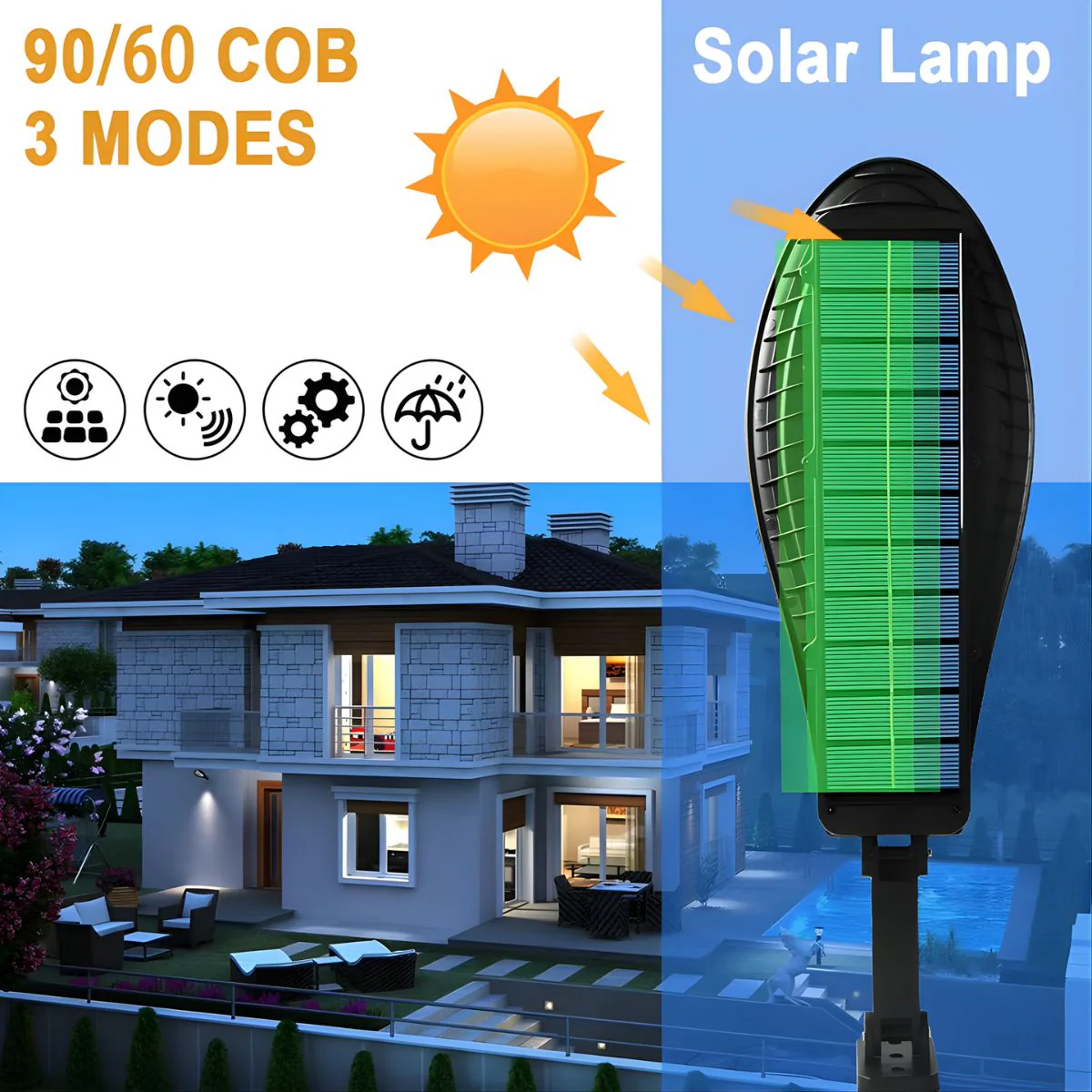 Lámpara Solar LED Para Exterior Con Sensor De Movimiento. Foco De Pared Con Luz Cálida Y Fría, Control Remoto Y Panel Solar. - Image 4