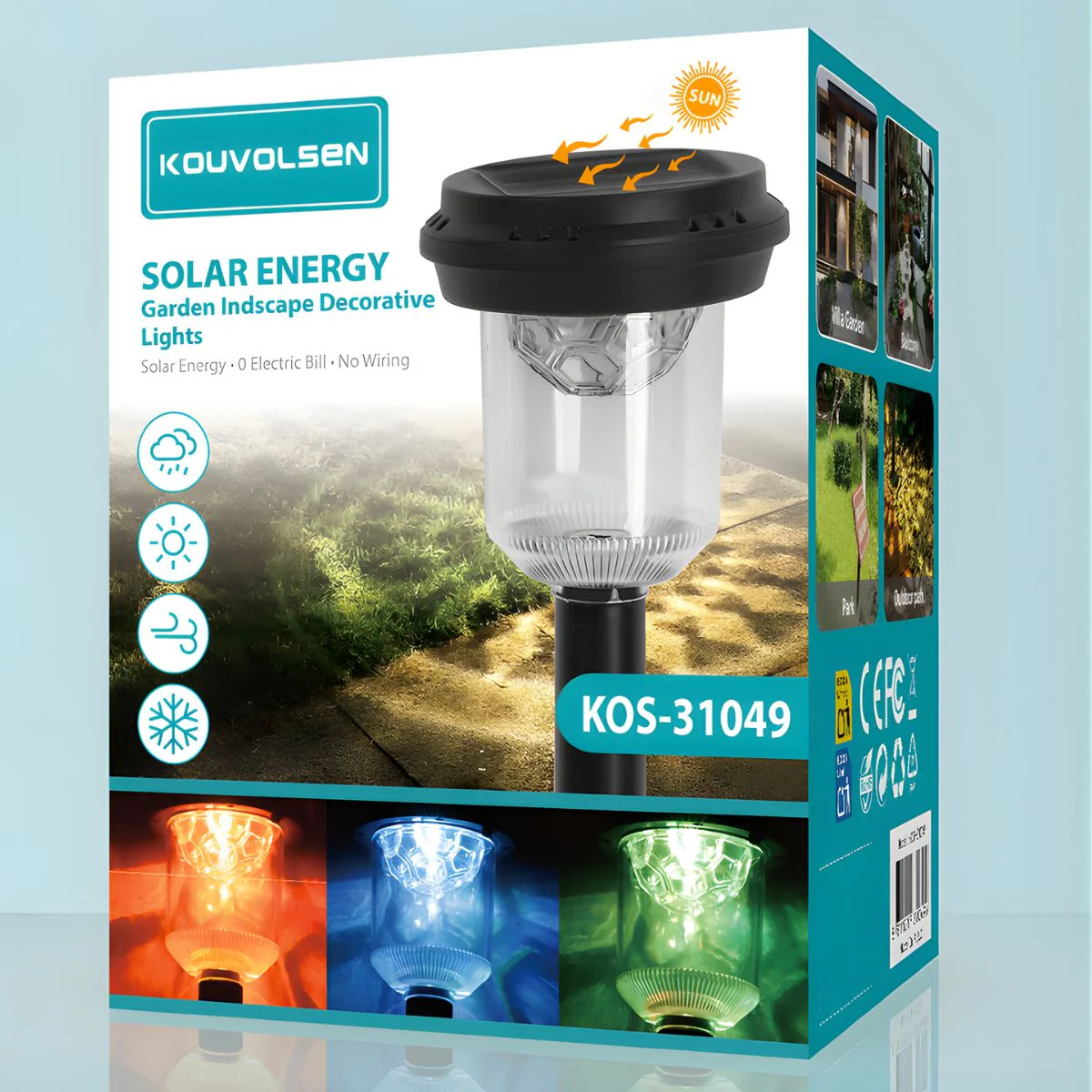 Lámpara Solar LED Para Jardín Tipo Estaca Con Luz RGB. Foco Para Exterior Con Carga Solar Y Encendido Automático Nocturno 0.5W. - Image 2