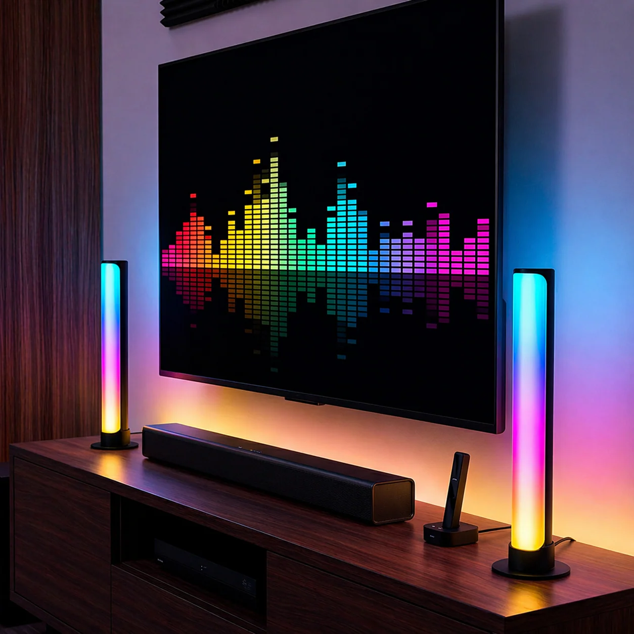 Lámparas LED Inteligente RGB De 12W 800 Lúmenes (2 Unds). Barra De Luz Con Bluetooth Y Sincronización Con Música. Control App Y Remoto (32Cm) - Image 2