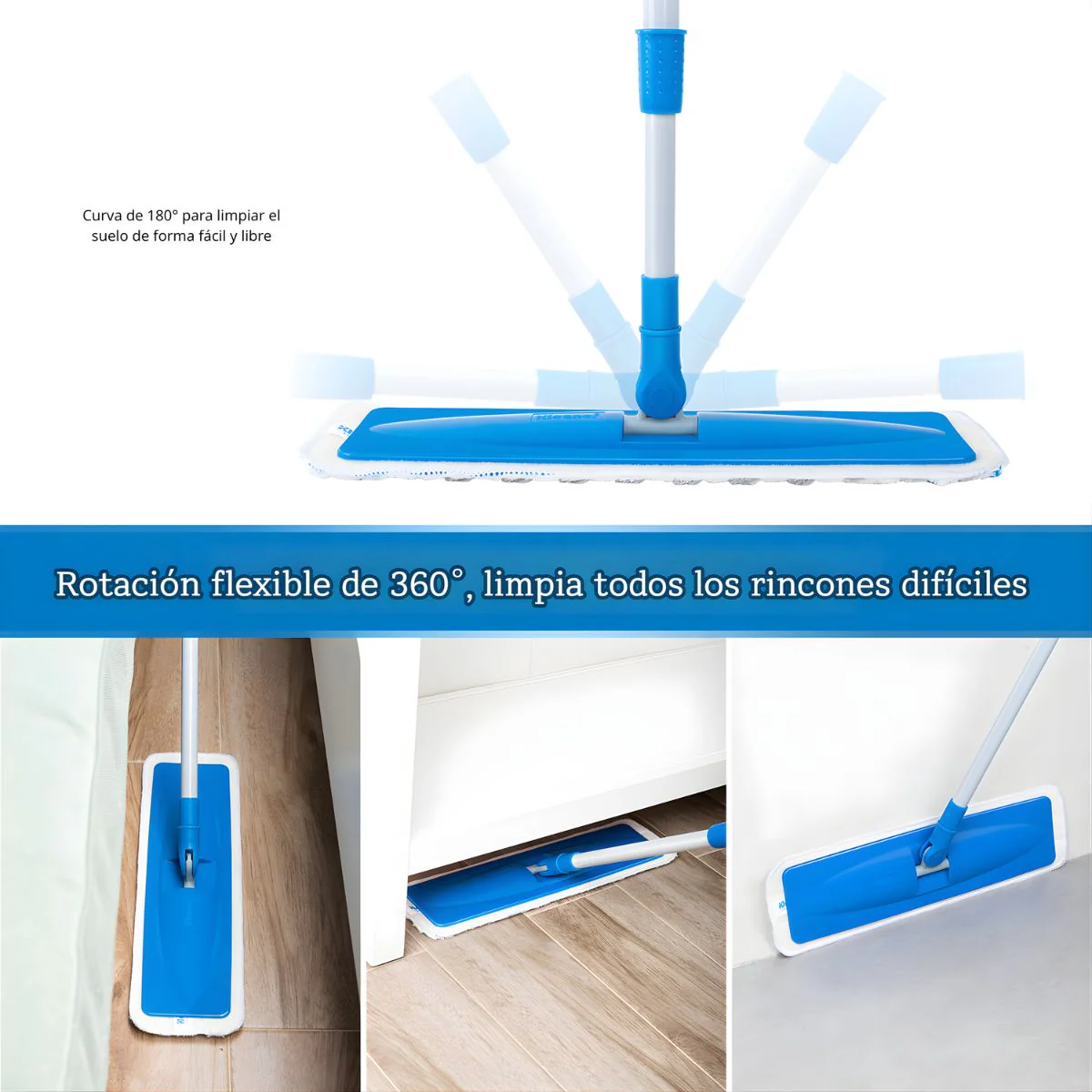 Lampazo Mopa Plana De Microfibra (38Cm) Con Mango Telescópico 70–120Cm. Trapeador Para Todo Tipo De Pisos. - Image 3