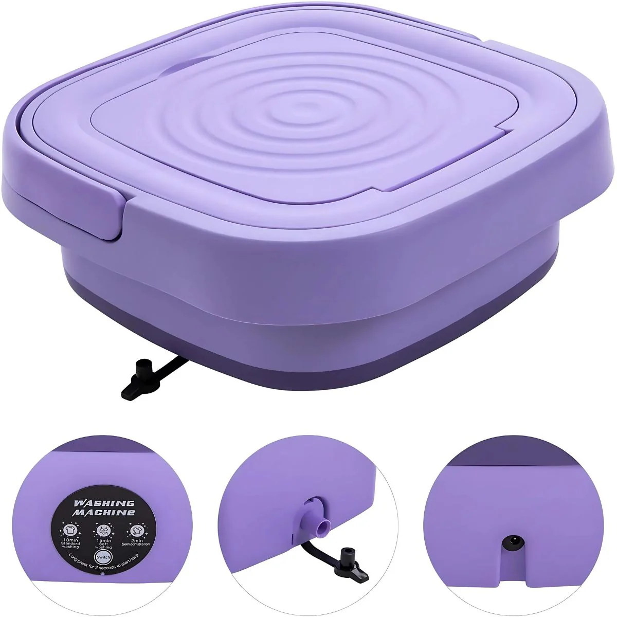 Lavadora Plegable Portátil Silenciosa. Mini Lavado Semiautomático (8 Litros). Color Purpura. Pequeña. - Image 2