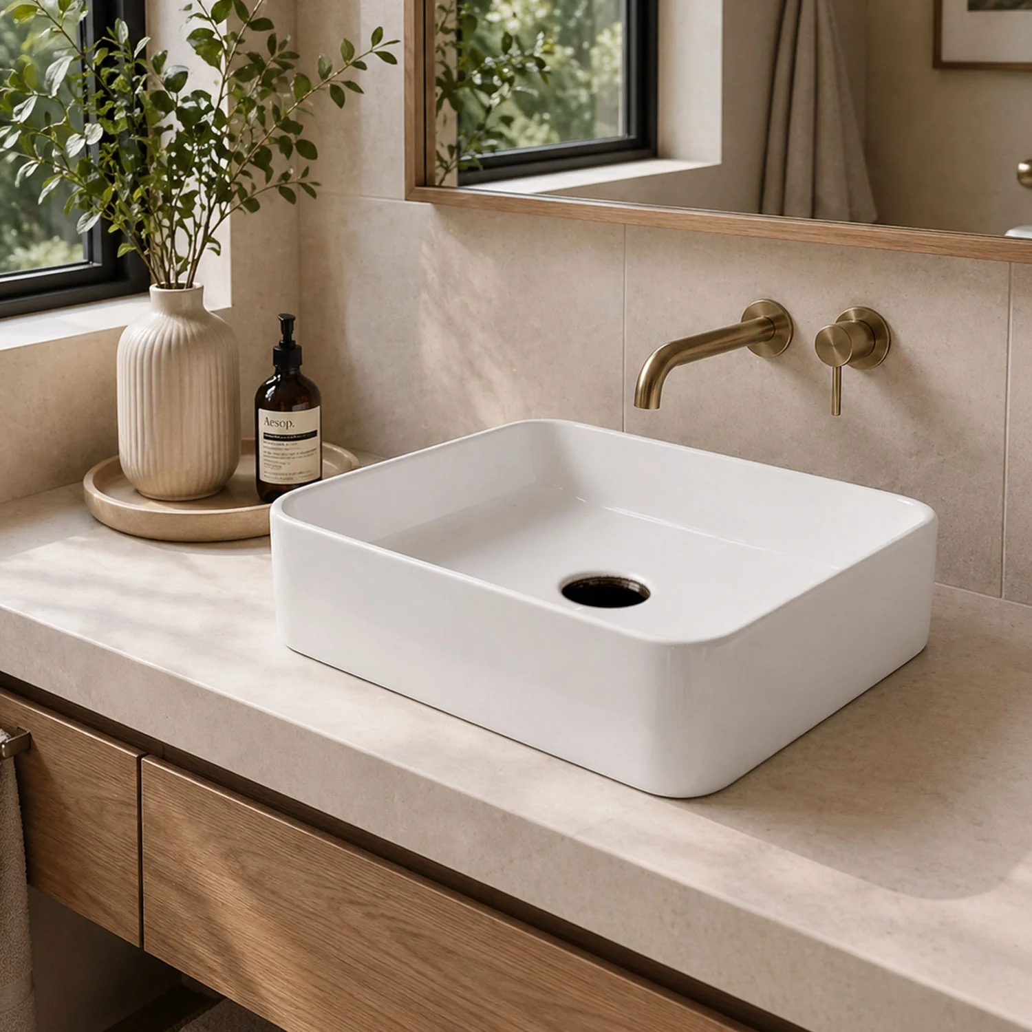 Lavamanos De Sobreponer Rectangular 48X37x13 Cm Cerámica Sanitaria Premium, Diseño Moderno - Image 2