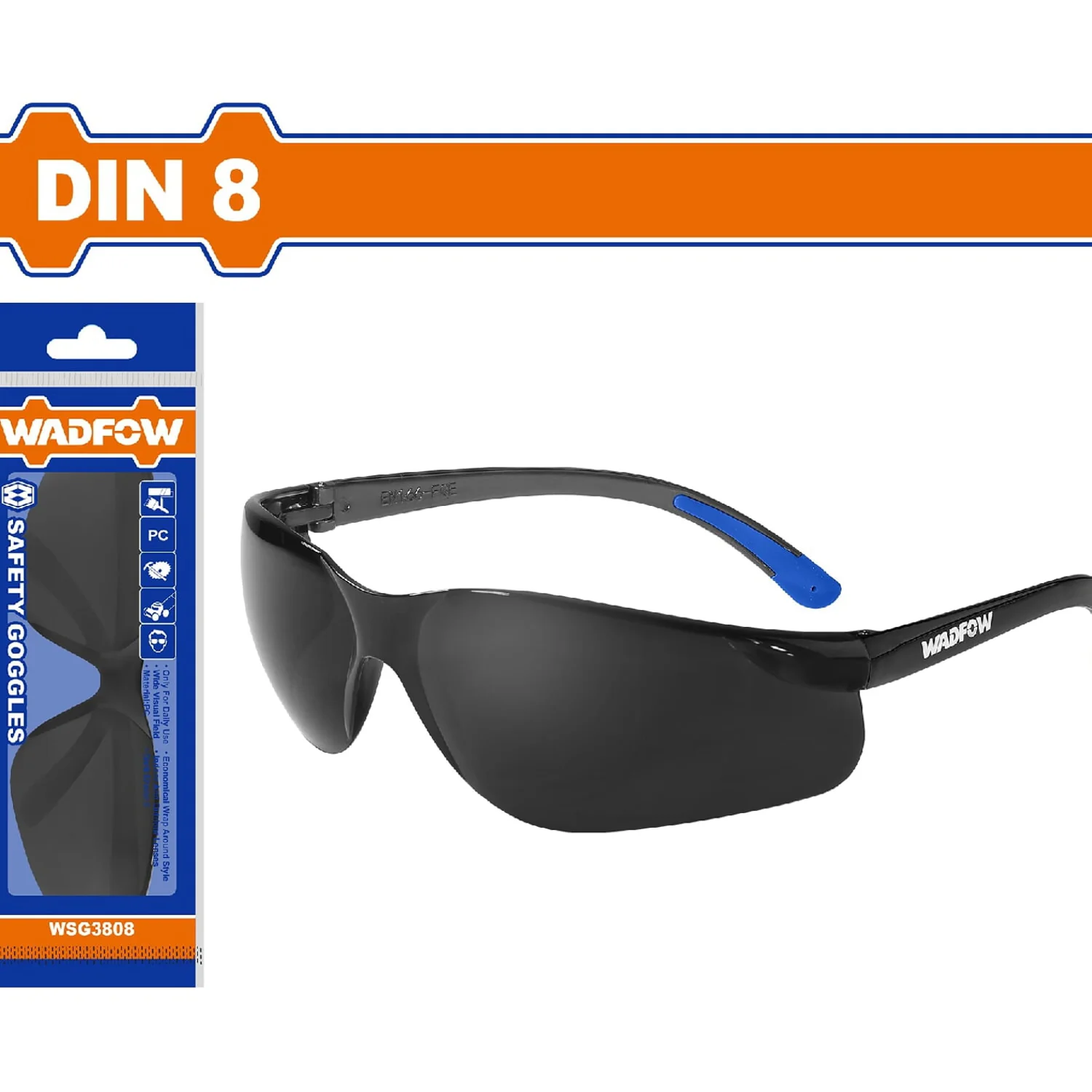 Lentes De Seguridad Oscuros. Tono DIN 8. Amplio Campo Visual. Uso En Interiores Y Exteriores. - Image 2