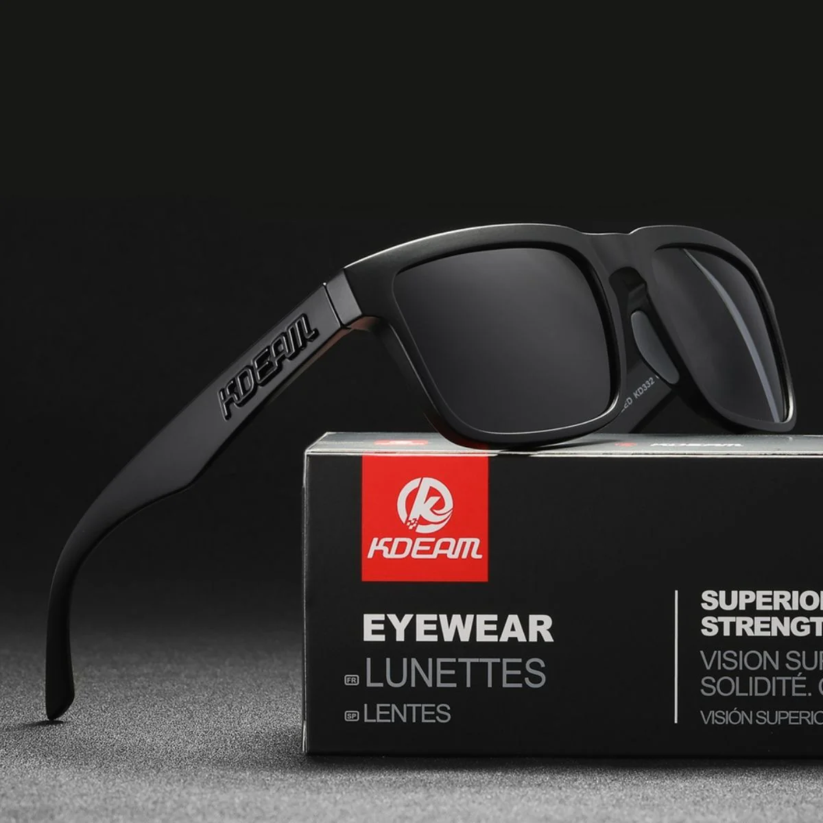 Lentes De Sol Polarizados UV400 Unisex, Montura Rectangular Ligera, Protección Antirreflejo Para Conducir, Pesca Y Actividades Al Aire Libre.(Incluye Estuche). Color Negro.