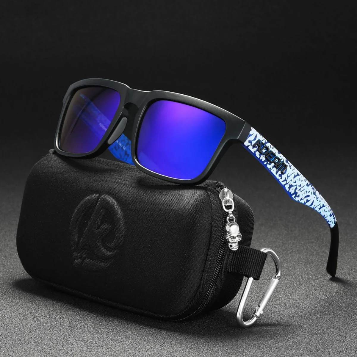 Lentes De Sol Polarizados UV400 Unisex, Montura Rectangular Ligera, Protección Antirreflejo Para Conducir, Pesca Y Actividades Al Aire Libre.(Incluye Estuche). Lente Azul Celeste Espejo - Image 2